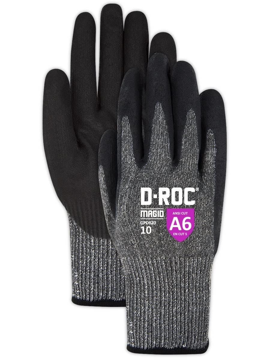 MAGID D-ROC Guantes Touchscreen ANSI A6, NitriX palma, 72 pares, Talla 5/XXS, GPD8205-72