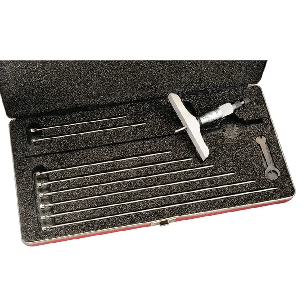 Starrett Depth Micrometer 0-9" (.001") con combinación de trinquete y speeder, tuerca de seguridad - 445BZ-9RL
