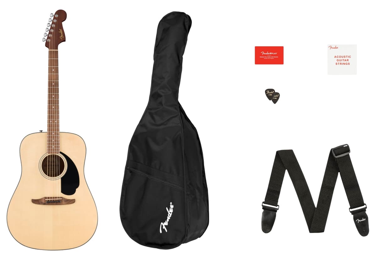 Fender California Standard Redondo Pack, tapa de abeto, golpeador negro, acabado natural 0974200421