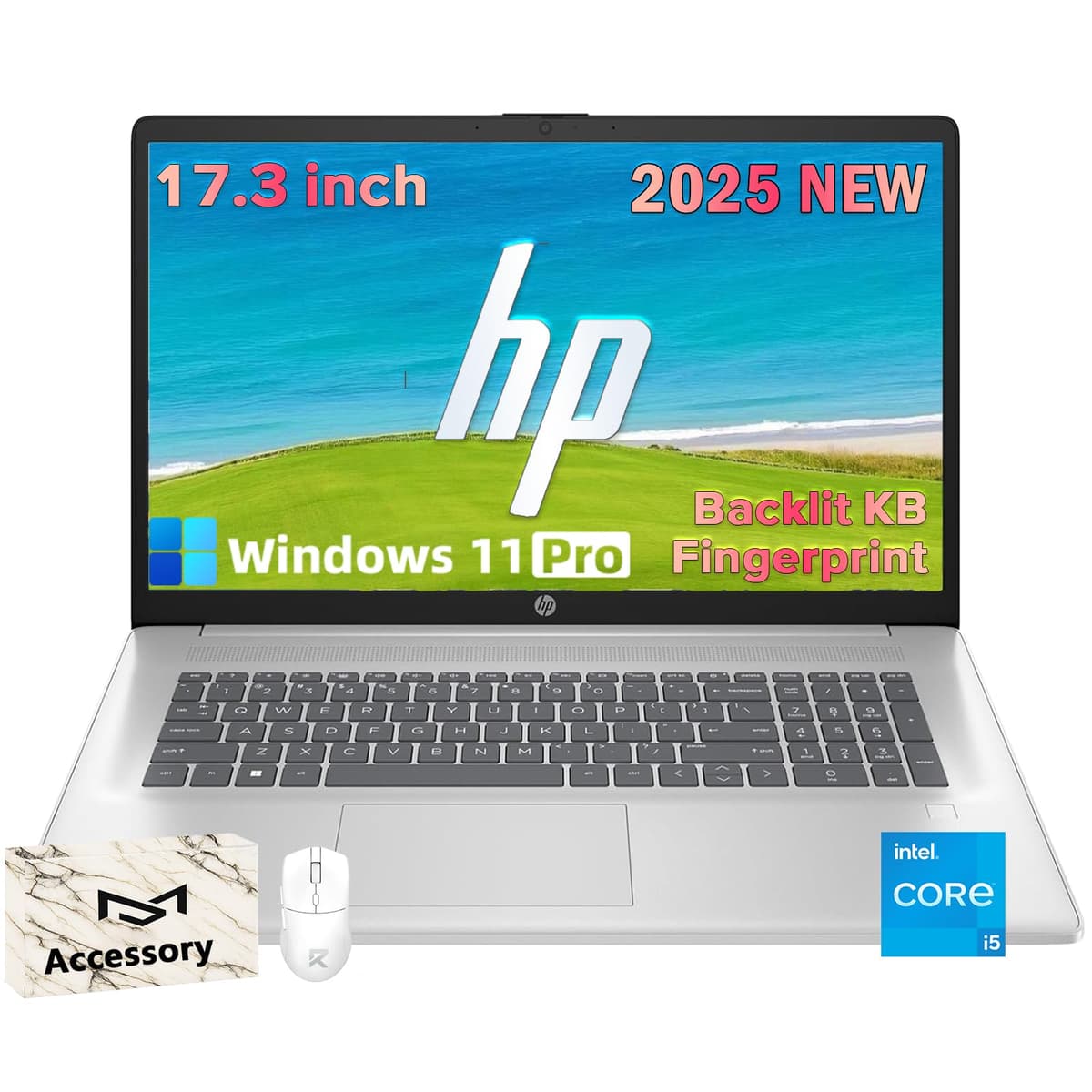HP 17.3 Laptop para Negocios - Windows 11 Pro, Intel i5 1334U de 10 núcleos (hasta 4.6 GHz), 17.3" FHD+ 250 nits BrightView, Carga Rápida, Teclado Retroiluminado, Lector de Huellas, Teclado Numérico (16GB RAM | 512GB SSD) HP Laptop