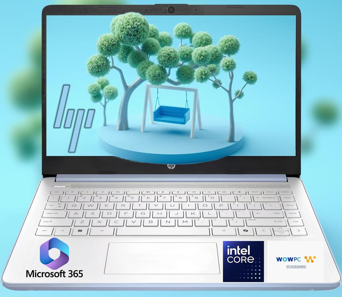 HP 14 Ultrabook Portátil • CPU Intel • 32GB RAM • 1, 1TB Almacenamiento (128GB SSD + 1TB OneDrive) • Hasta 12 Horas de Batería • Windows 11 Home • con USB de Recuperación WOWPC