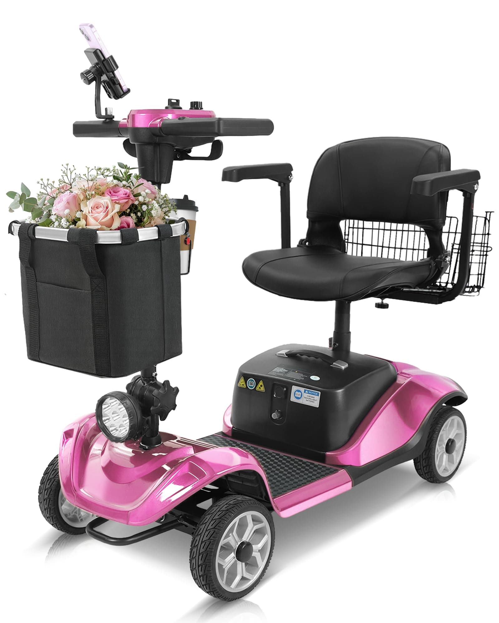 Mbxcooter M1 Scooter de Movilidad 4-Ruedas 350W con Suspensión y Batería Extraíble (Cap. 330LBS)