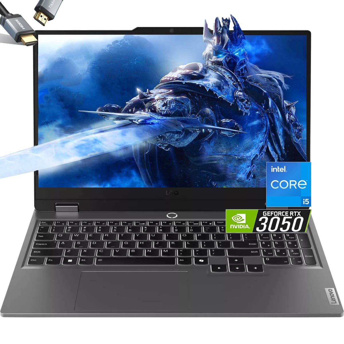 Lenovo LOQ 15 Gaming Laptop con Intel i5-12450HX y NVIDIA RTX 3050, 32GB RAM, 1TB SSD
