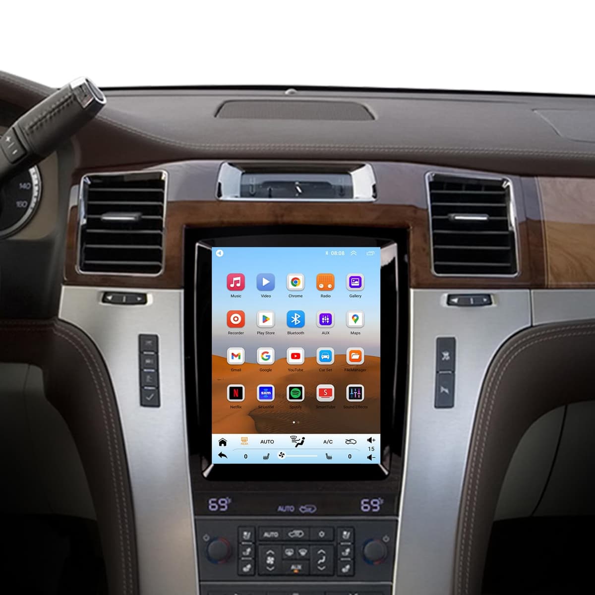 Cimmuovere Radio QLED 4G LTE para Cadillac Escalade 2007-2014, pantalla táctil 8 núcleos, actualización estéreo, Apple CarPlay y Android Auto inalámbricos, compatible con control de volante OEM, cámara de retroceso CM-CD-ESD-97B0232-4G