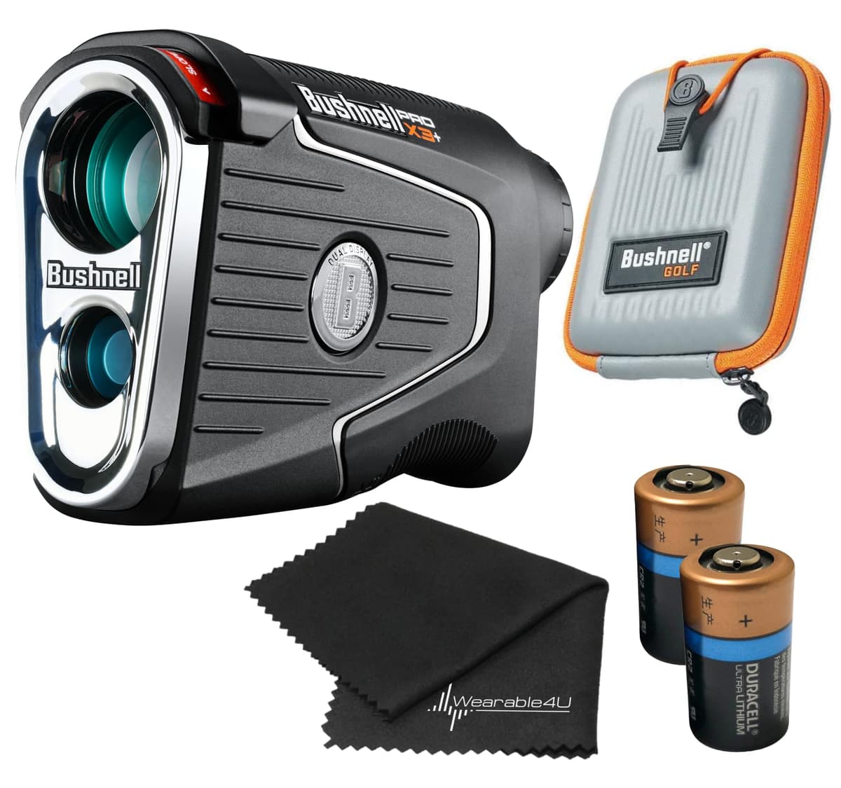 Wearable4U - Bushnell Pro X3+ Laser Rangefinder (MPN: 202450) con toalla, Bundle 2×CR2