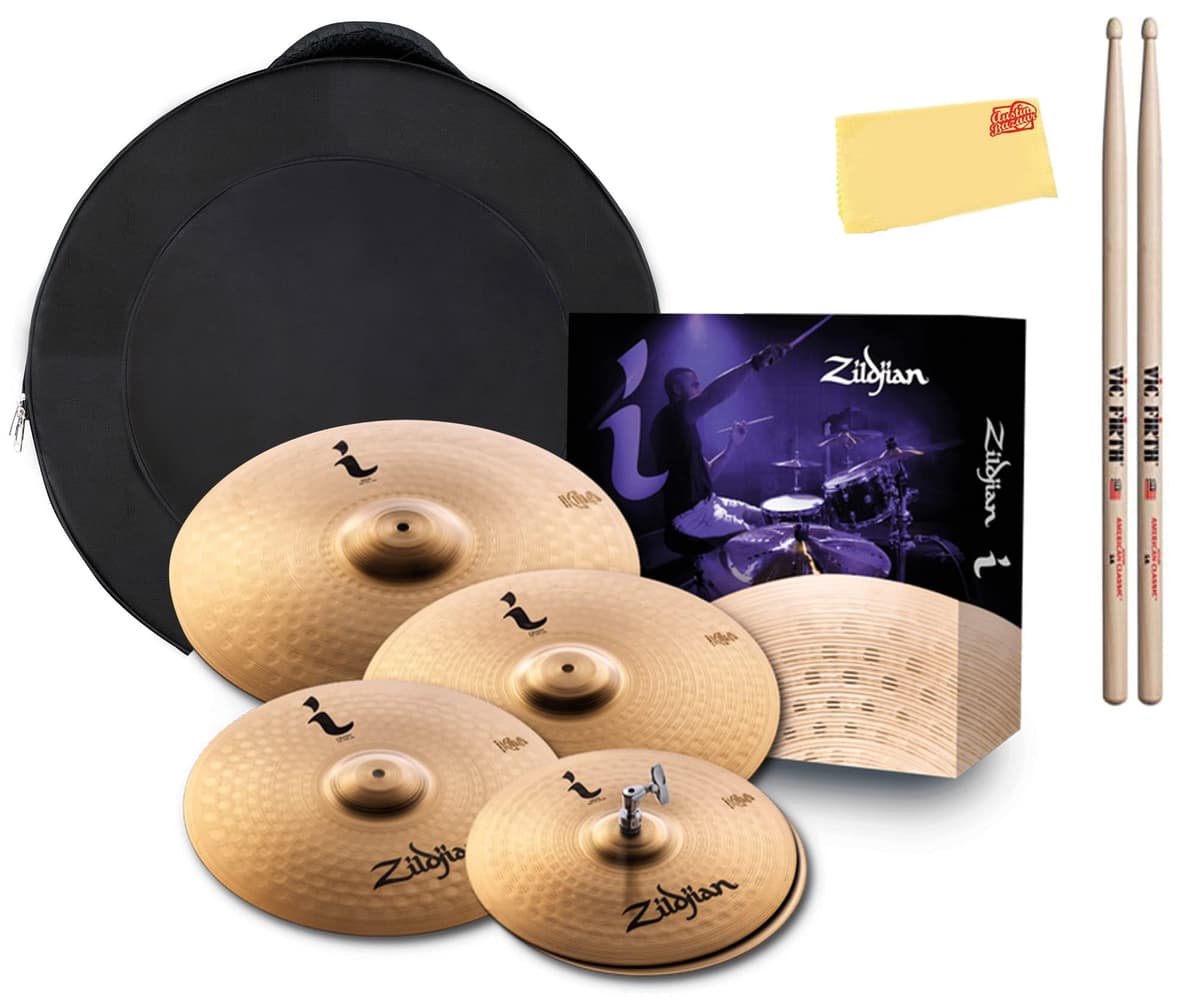 Zildjian ILH Pro Gig Cymbal Pack - Set de Hi-hat 14", Crash 16" y 18", Ride 20" con bolsa, baquetas y paño de pulido AUS-ILHPRO-COMBO-DLX-V2