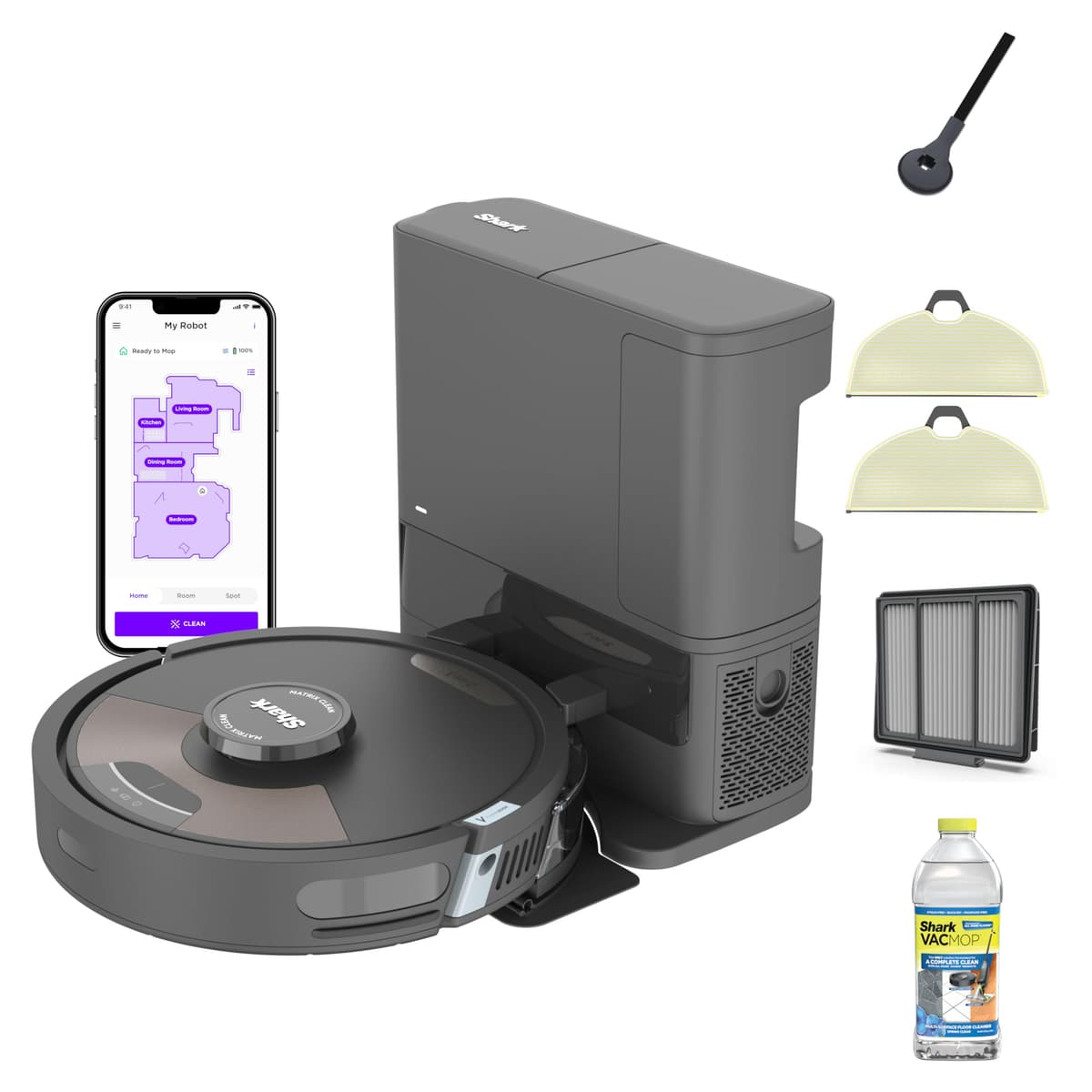 Shark Matrix Plus Robot 2en1: aspiradora y mopa sónico con base autovaciable AV2630WA