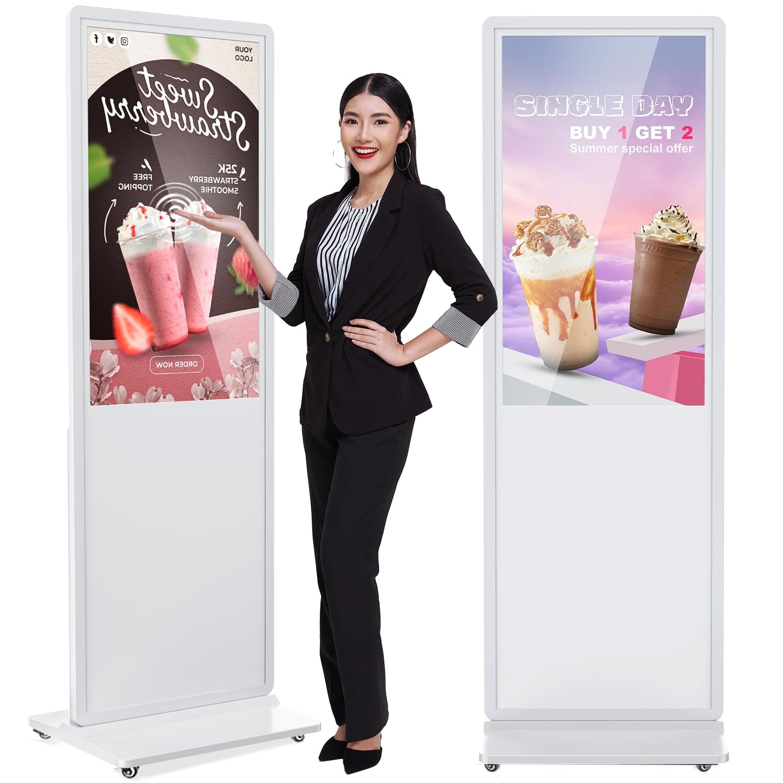 YCKJNB Señalización Digital 43" Interior Full HD IPS Touch/Non-Touch Floor Standing con WiFi HDMI/USB Android QIXZOCV-43-B-HB