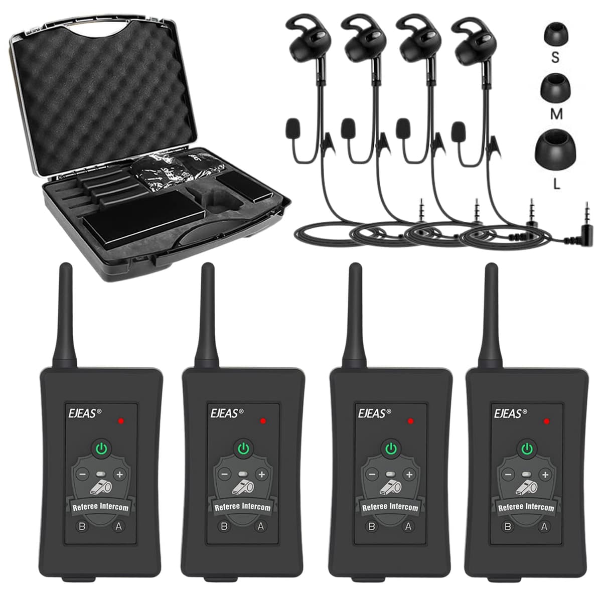GaiRen Sistema de Comunicación para Árbitros FBIM - Headsets Profesionales 4 Pack