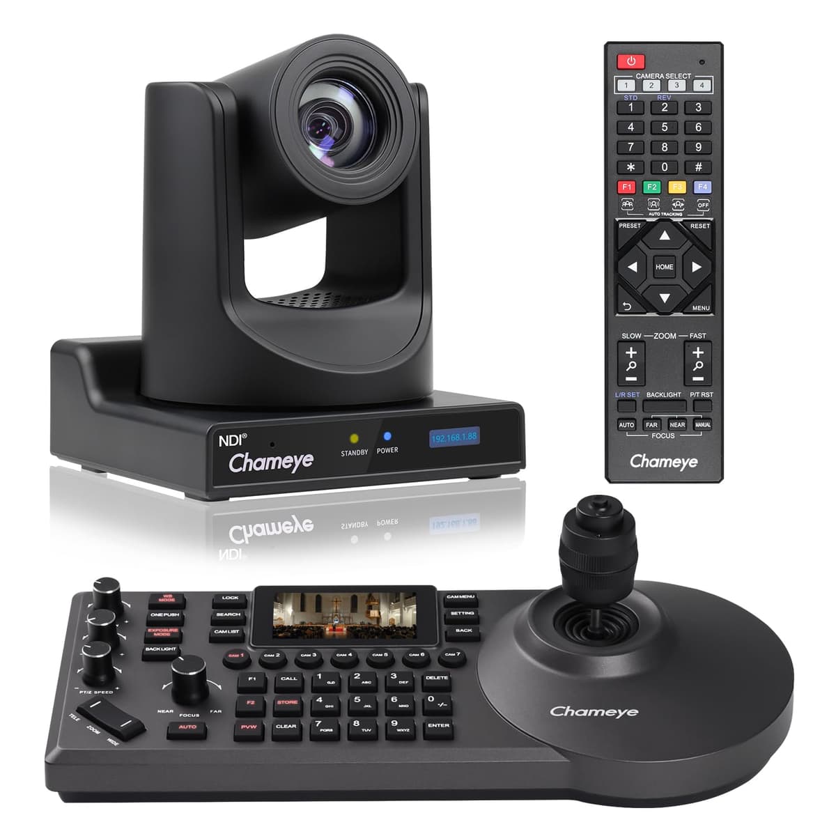 Chameye NDI PTZ Camera Bundle K130N - 30x Optical Zoom, AI Auto Tracking, NDI HX3, IP Controller E300 (C730N+E300)