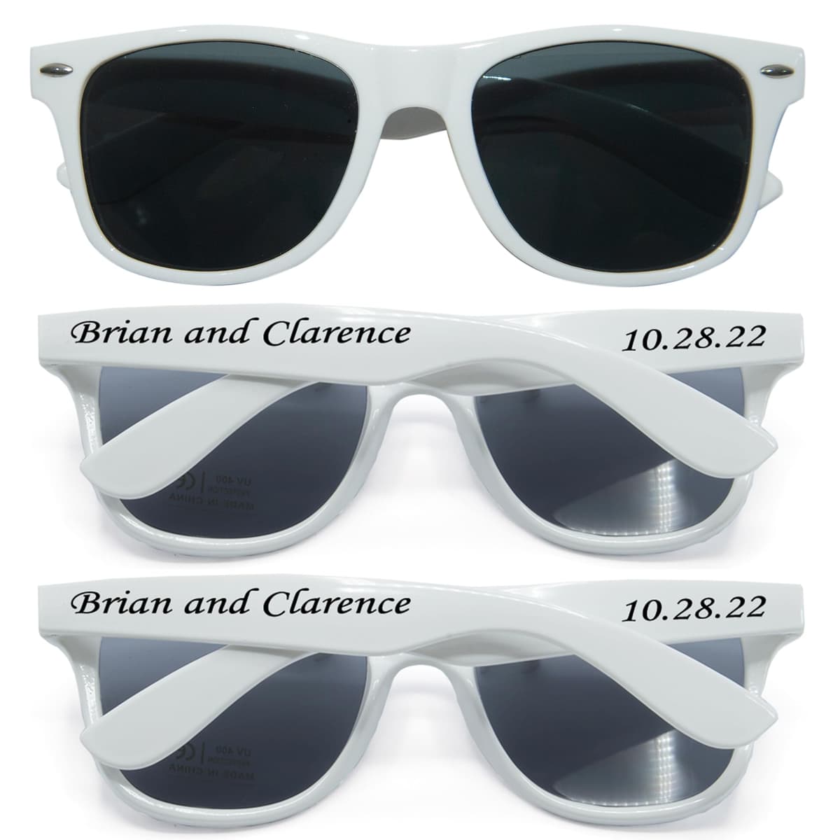 GZLDGIFTS 350PC gafas de sol personalizables para souvenirs de fiesta y bodas (White)