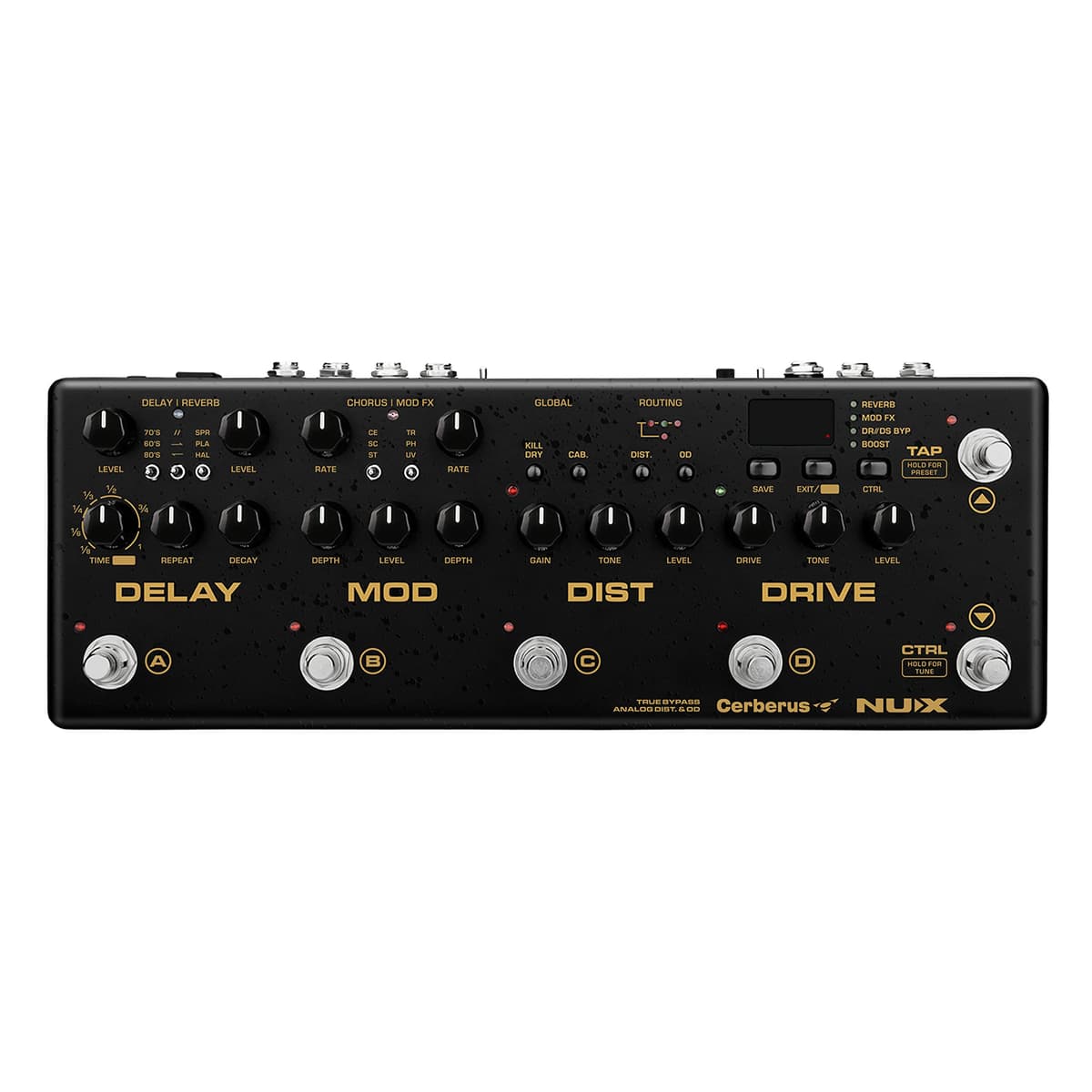 NUX Cerberus Pedal Multi FX para guitarra con overdrive analógico y controlador MIDI