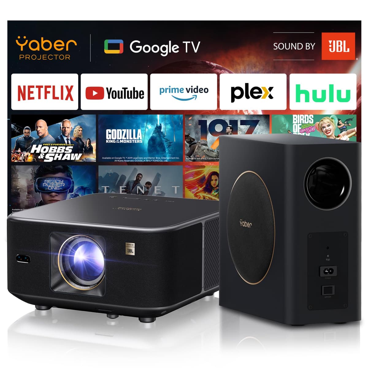Yaber K3 Pro Projector con Subwoofer Smart Projector Google TV 30W JBL Dolby Audio WiFi6 Bluetooth