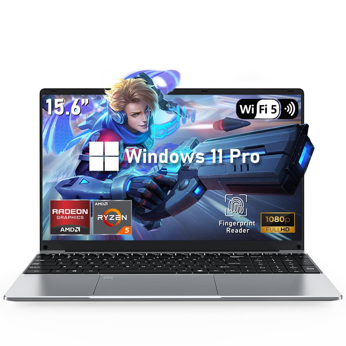 NAIKLULU Laptop para Juegos, pantalla de 15.6", 16 GB RAM, 1 TB SSD, AMD Ryzen 5 7430U (hasta 4.3 GHz, supera al 5700U), gráficos AMD Radeon, pantalla FHD 15.6" 1920×1080, WiFi 5, BT5.0, teclado retroiluminado AM01
