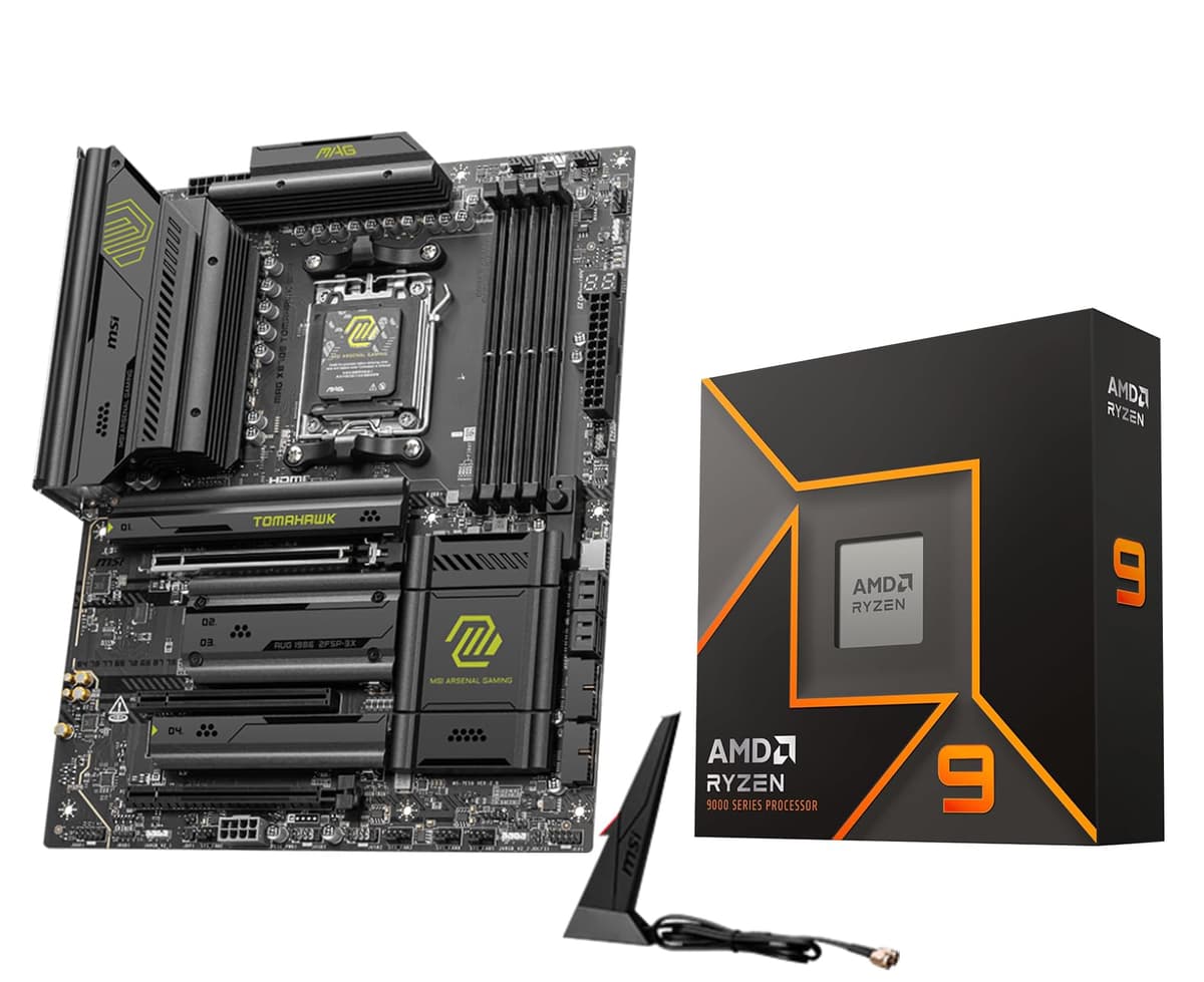 Micro Center Procesador AMD Ryzen 9 9950X con Placa Madre MSI MAG X870E Tomahawk WiFi ATX (DDR5, PCIe 5.0 x16, M.2 Gen5, Wi-Fi 7, LAN 5G) 9950XMAGX870ETMKWF