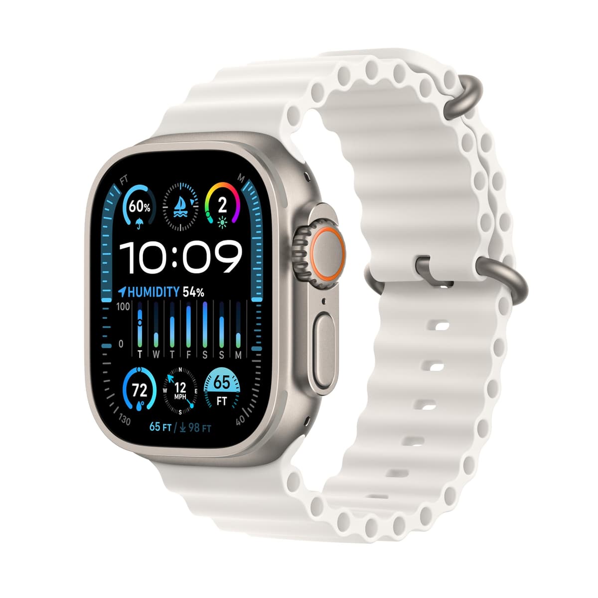 Apple Watch Ultra 2 [GPS + Cellular, 49 mm] - Caja de Titanio con Correa White Ocean, Talla Única (Reacondicionado) MREJ3LL/A