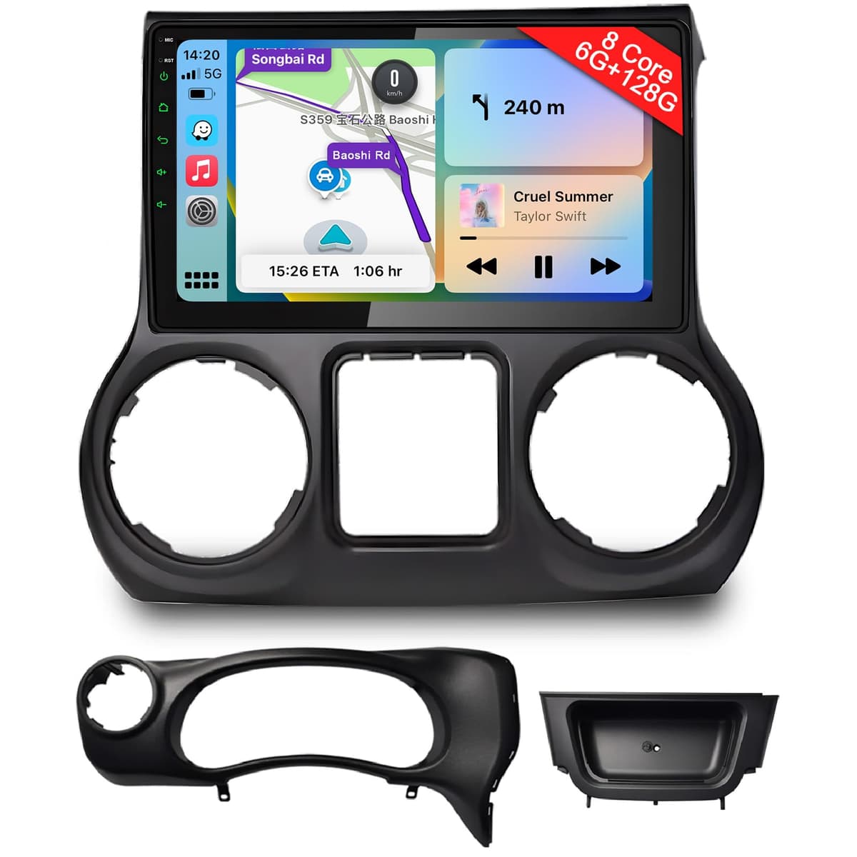 IYING 6G+128G Estéreo para auto para Jeep Wrangler 2011-2014 - Android 12, 10.1 pulgadas QLED, CarPlay/Android Auto Inalámbrico