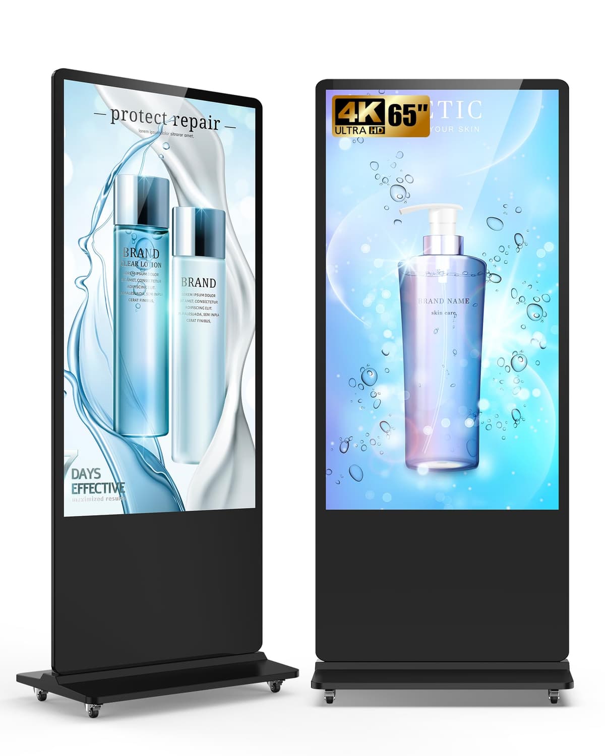 HARZHI Kiosk publicitario 4K LCD 65 in Non-Touch, exhibidor comercial de piso con reproductor multimedia y WiFi ‎MWE-CS65BCN401