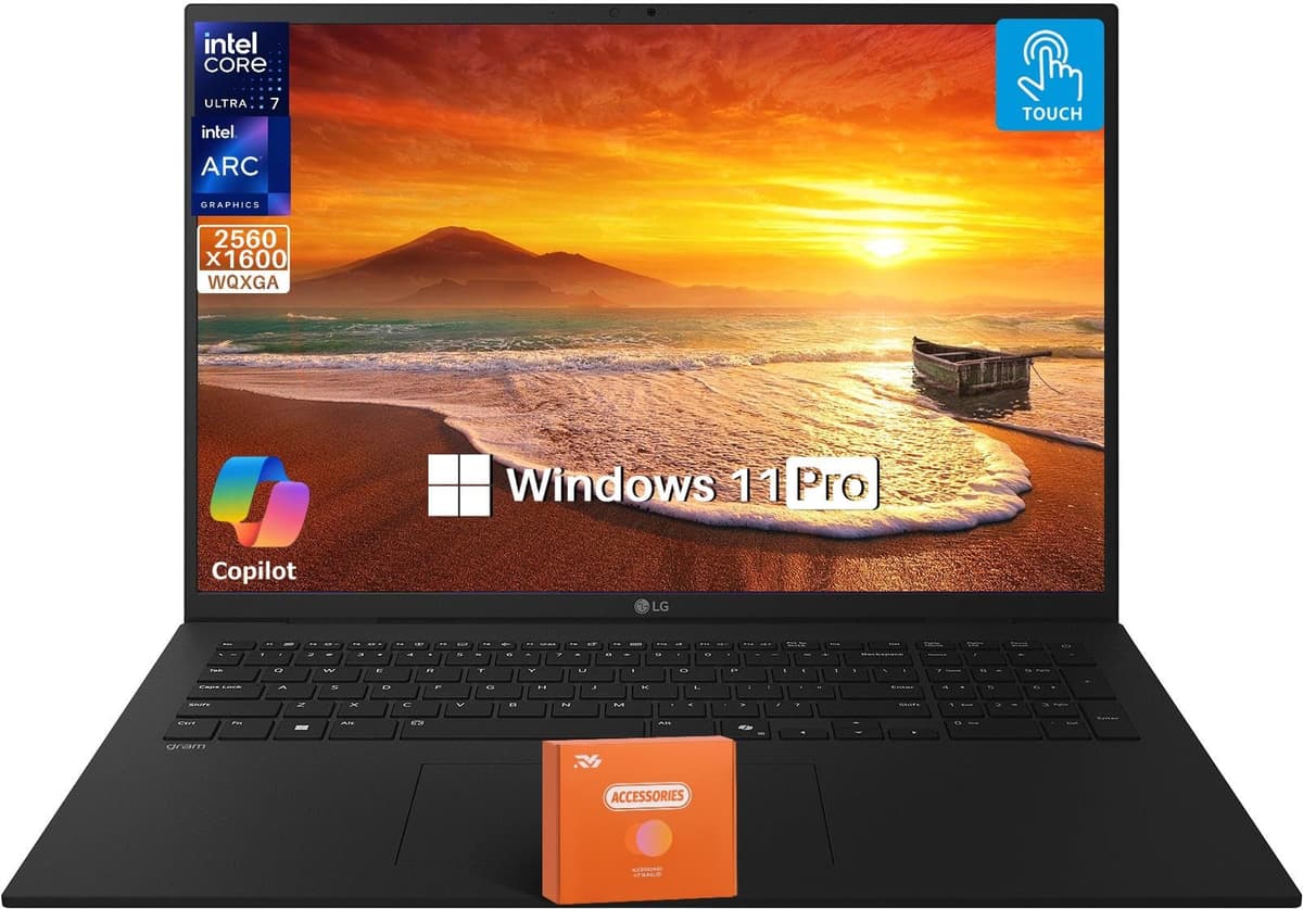 LG Gram 17 Ultraliviano con Pantalla Táctil para Negocios - 17" 2.5K, Intel Ultra 7 Series 2 258V, 32 GB RAM, 8 TB SSD, Gráficos Intel Arc, Thunderbolt 4, Wi-Fi 7, Teclado Retroiluminado, Dolby Atmos, Windows 11 Pro