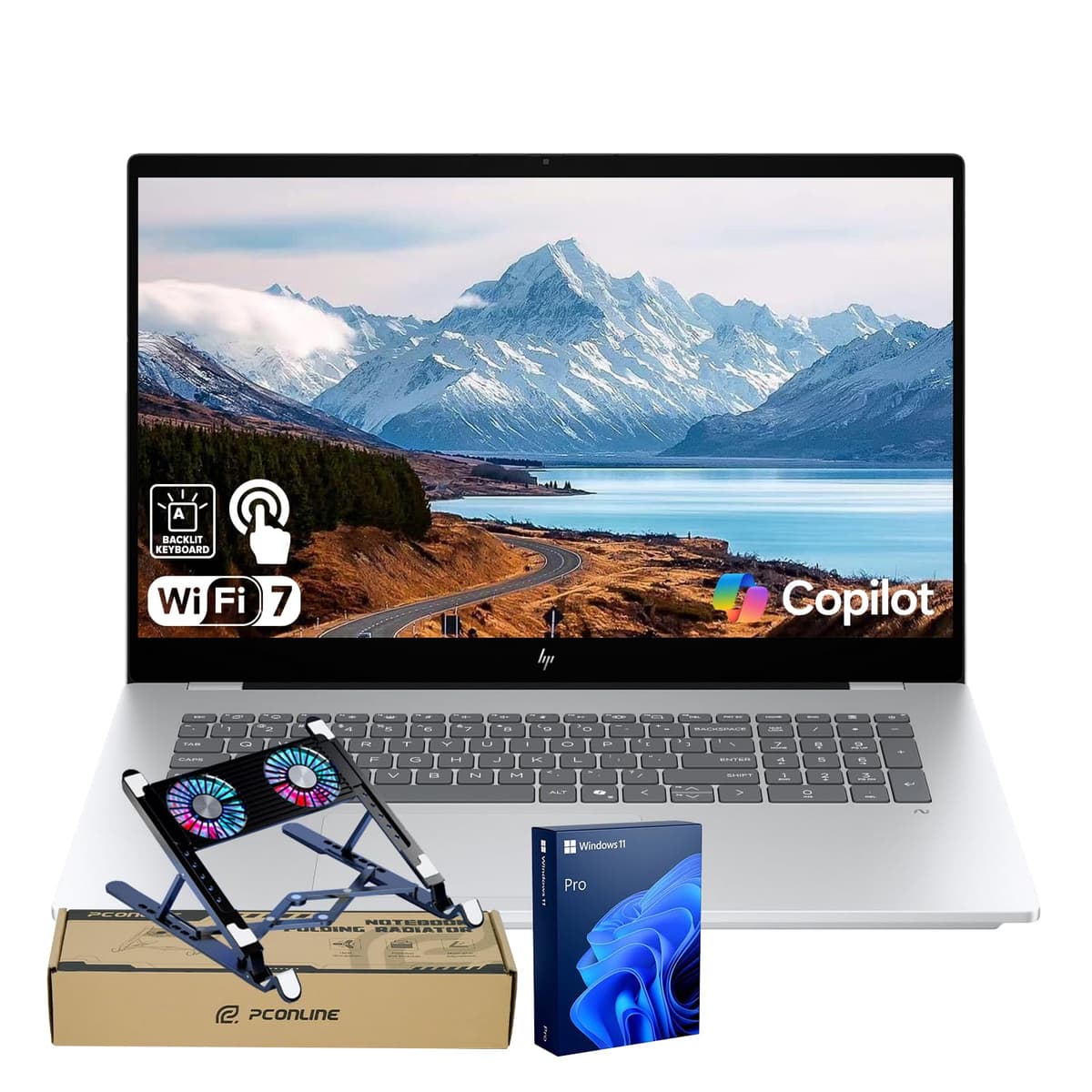 HP OmniBook 7 17.3" FHD Touchscreen Ultra 7 258V, 32GB RAM, 2TB SSD, Wi-Fi 7, Bundle con PCO Cooler TPN-W166