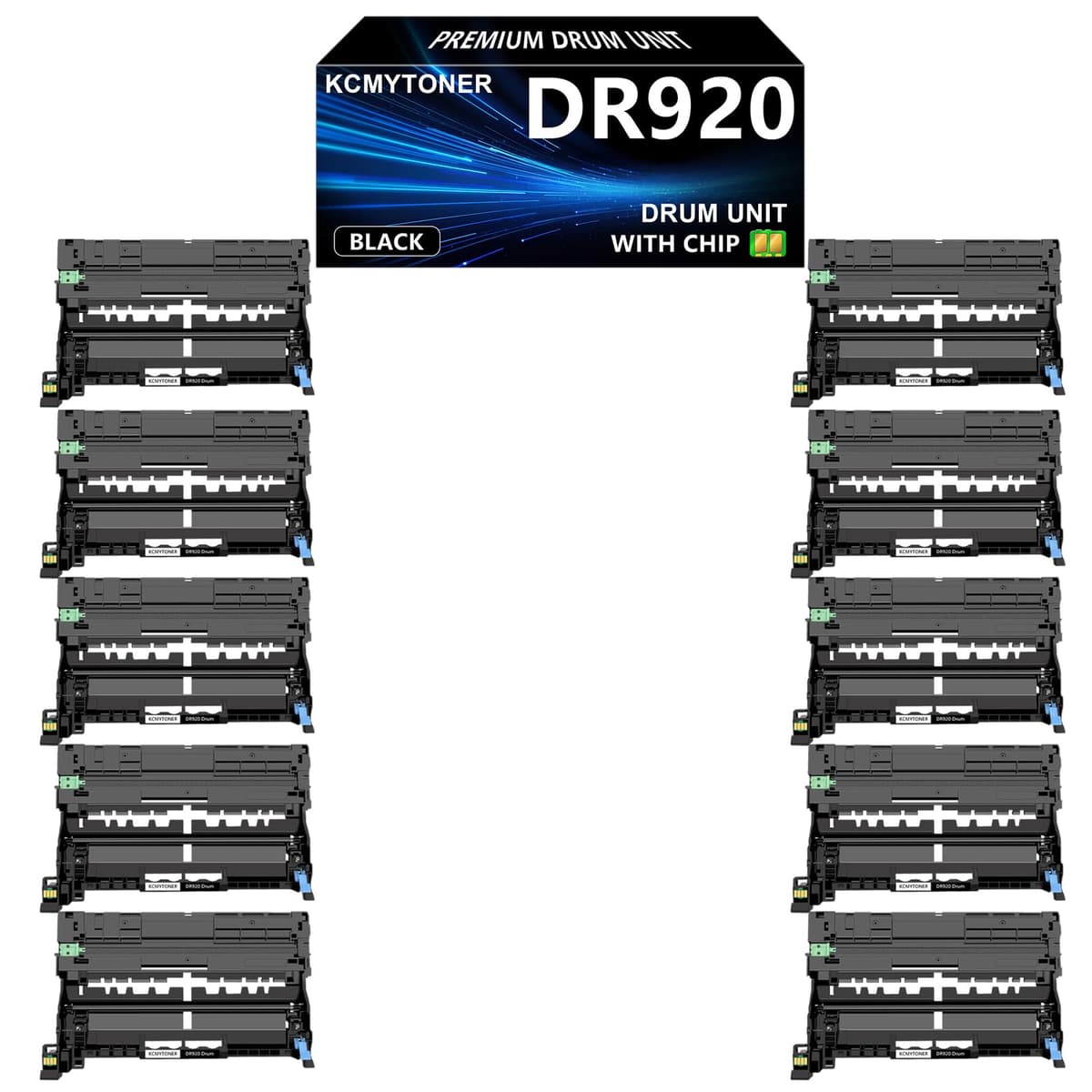 KCMYTONER Unidad de Tambor DR-920 DR920 Negra Paquete de 10 Repuesto Compatible para Brother DR-920 para HL-L6210DW HL-L6210DWT HL-L5210DN HL-L5210DW HL-L5210DWT HL-L6310DW MFC-L6810DW DCP-L5510DN Impresora Láser ATUS-DR920-10PK-0116