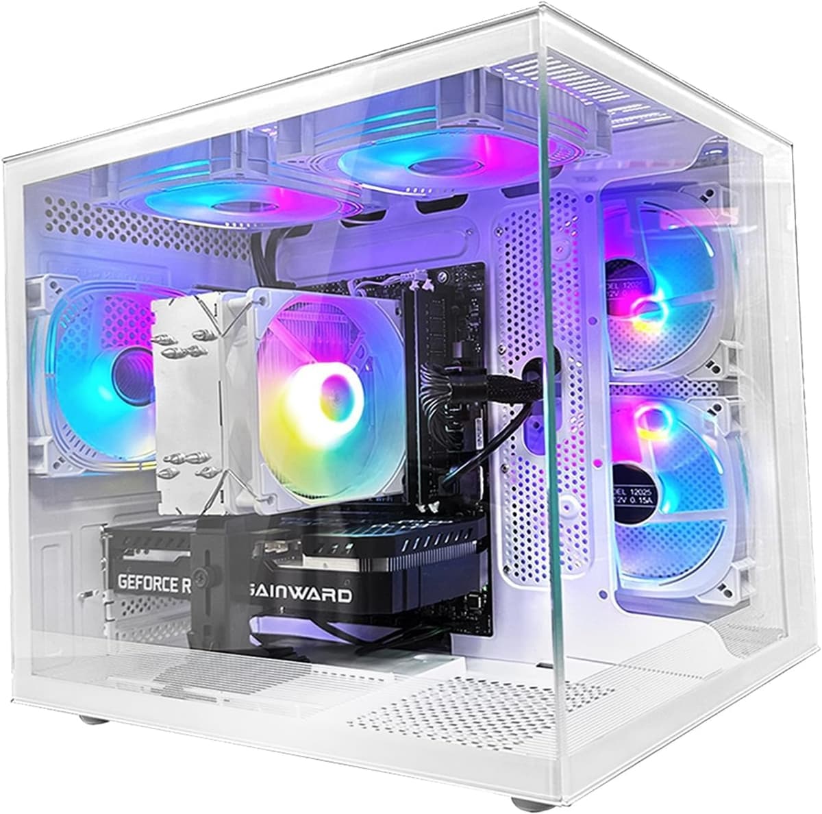 suevery Gaming PC con AMD Ryzen 7 8700F, RTX 5070 12GB, 1TB NVMe + 4TB HDD, 32GB DDR5, WiFi 6 - Blanco SUV9W1-SUV9W9