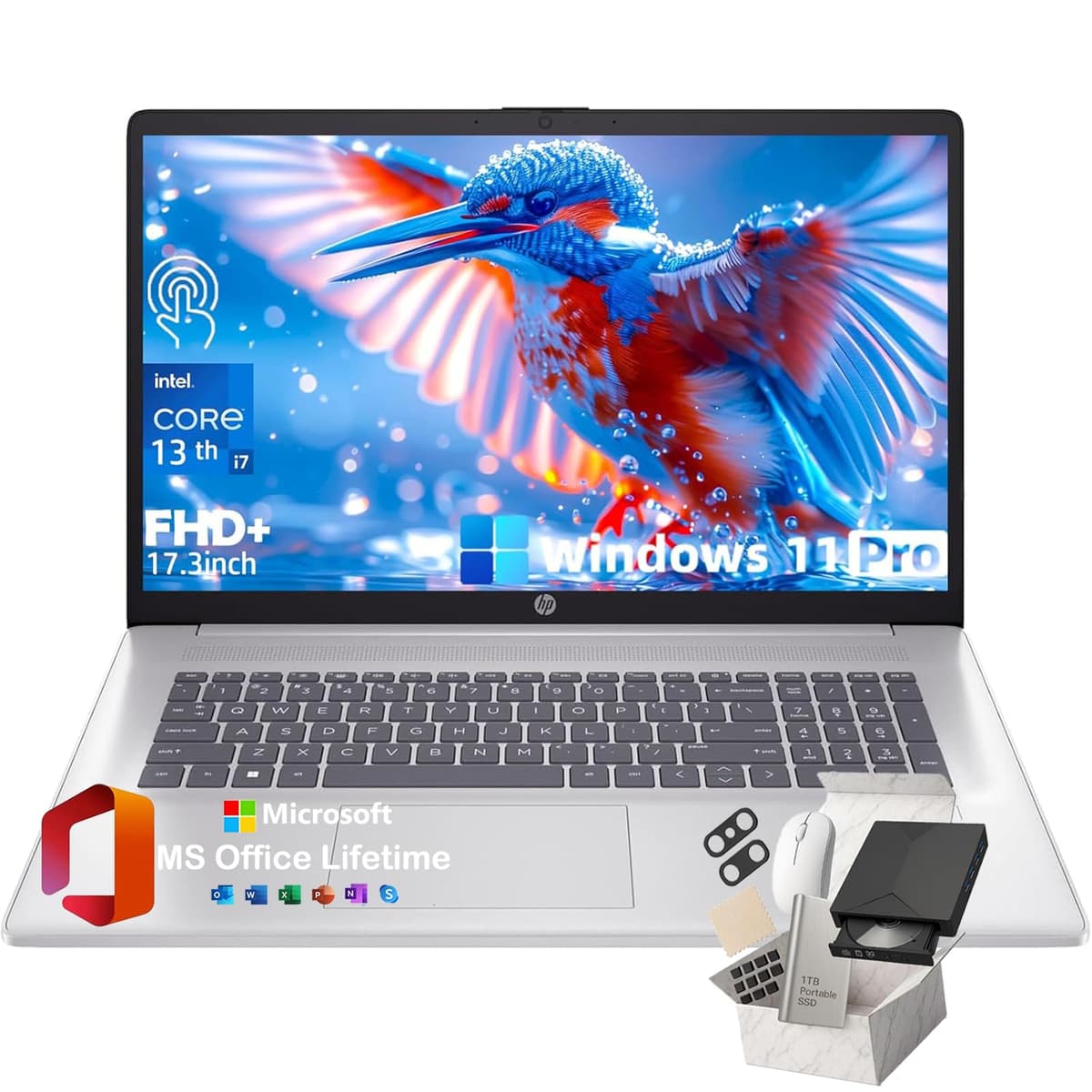 HP 17.3" FHD+ Touchscreen - Intel i7-1355U, 64GB RAM, 2TB SSD, Windows 11 Pro 17t-cn351