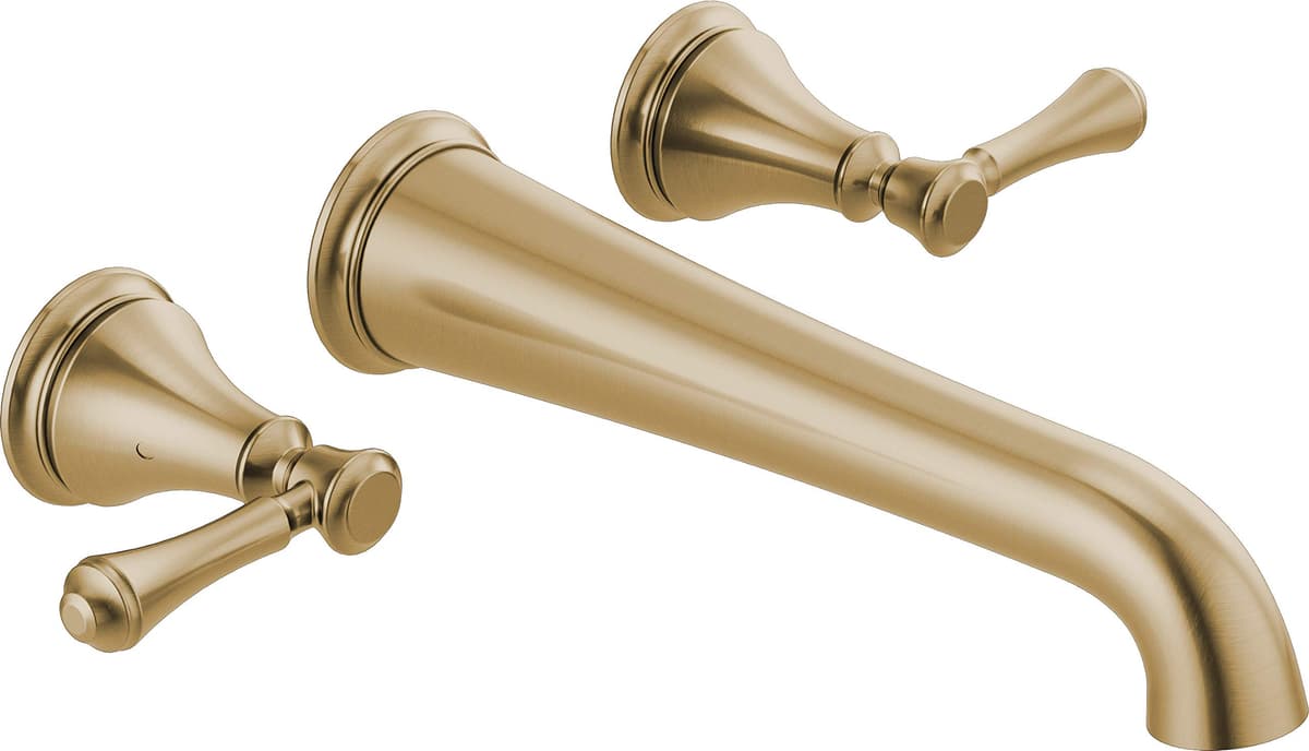 Grifo de pared para bañera Delta T5797-CZWL, 3 agujeros, Champagne Bronze (válvula no incluida)