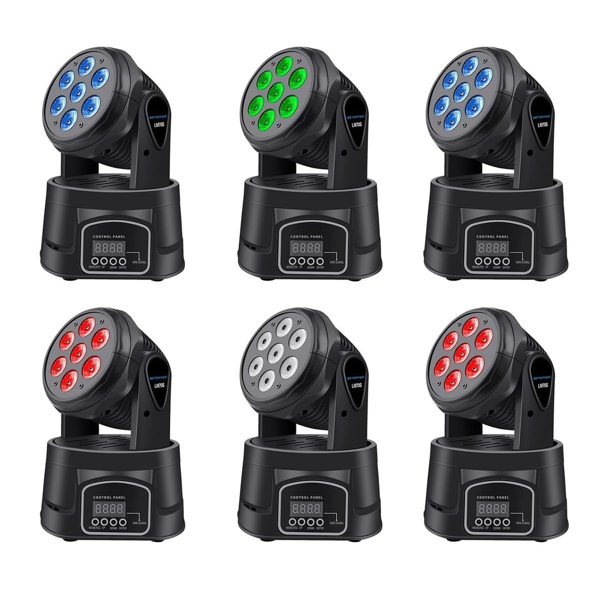 BETOPPER Pack 6 luces DJ Moving Head 7x8W RGBW DMX LM70S