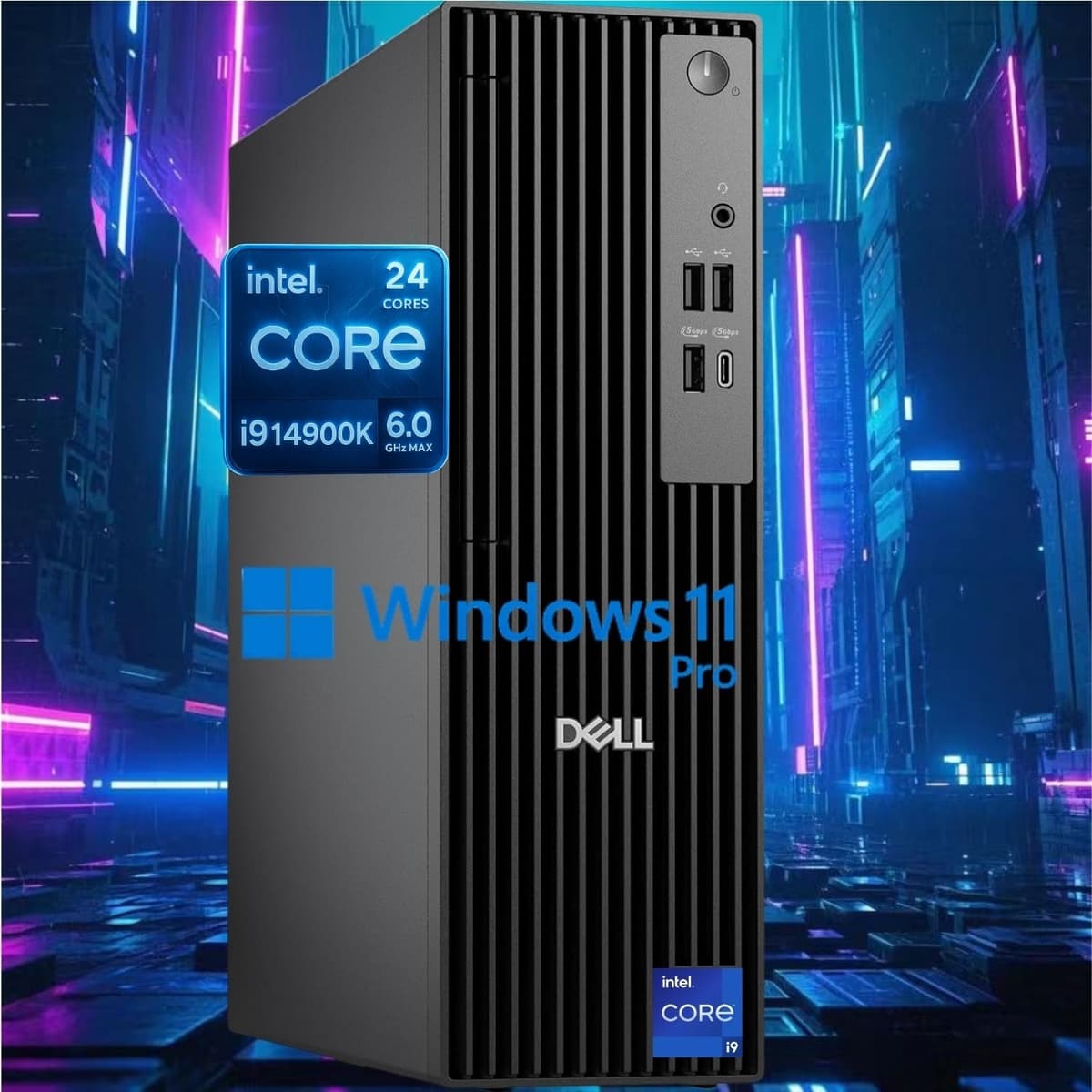 Dell Pro Slim QCS1250 SFF Desktop (Nueva versión OptiPlex), Intel Core i9-14900K de 14.ª generación (24 núcleos, hasta 6.0 GHz), 64 GB RAM DDR5, SSD PCIe de 2 TB, soporte para dos monitores HDMI+DP, USB-C, Wi-Fi 6E, Bluetooth, Windows 11 Pro