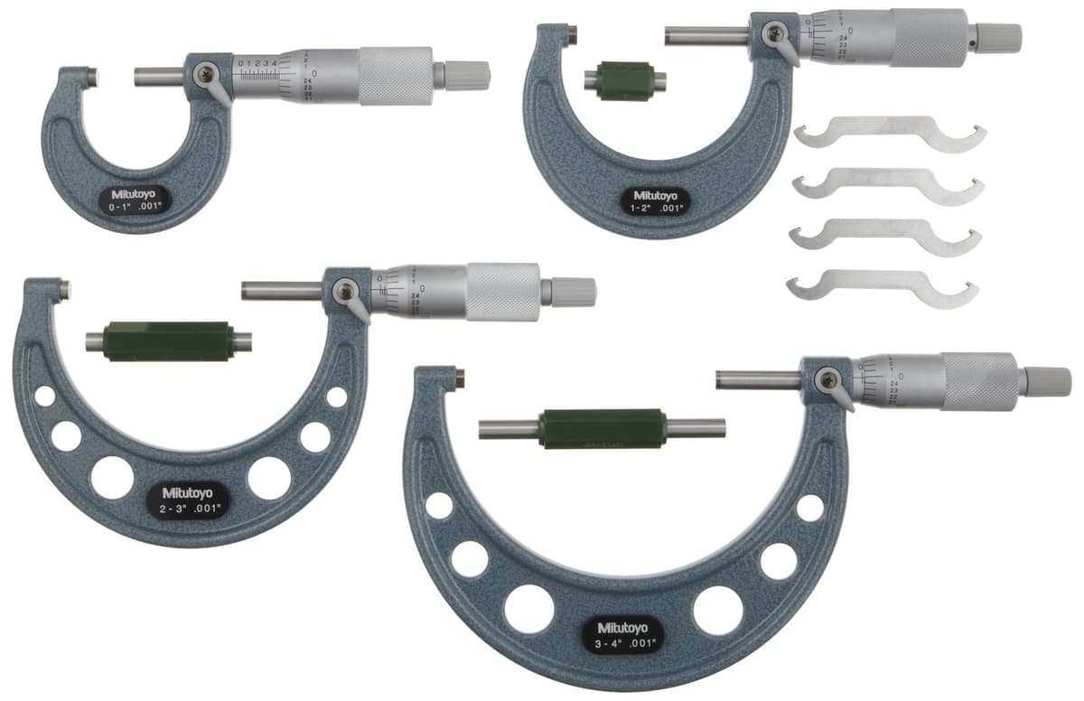 Mitutoyo Set micrómetros exteriores 0-4" (4 piezas) 103-930, vernier 0.001" con palanca