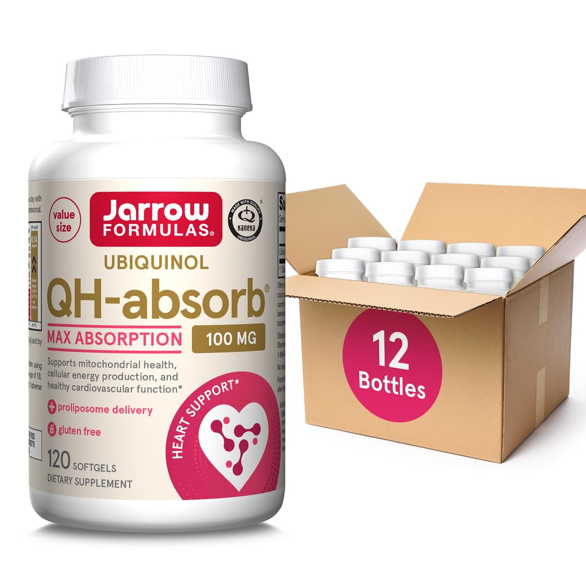 Jarrow Formulas QH-Absorb 100 mg Ubiquinol - Support for Cardiovascular Function, 120 Softgels (Pack of 12)