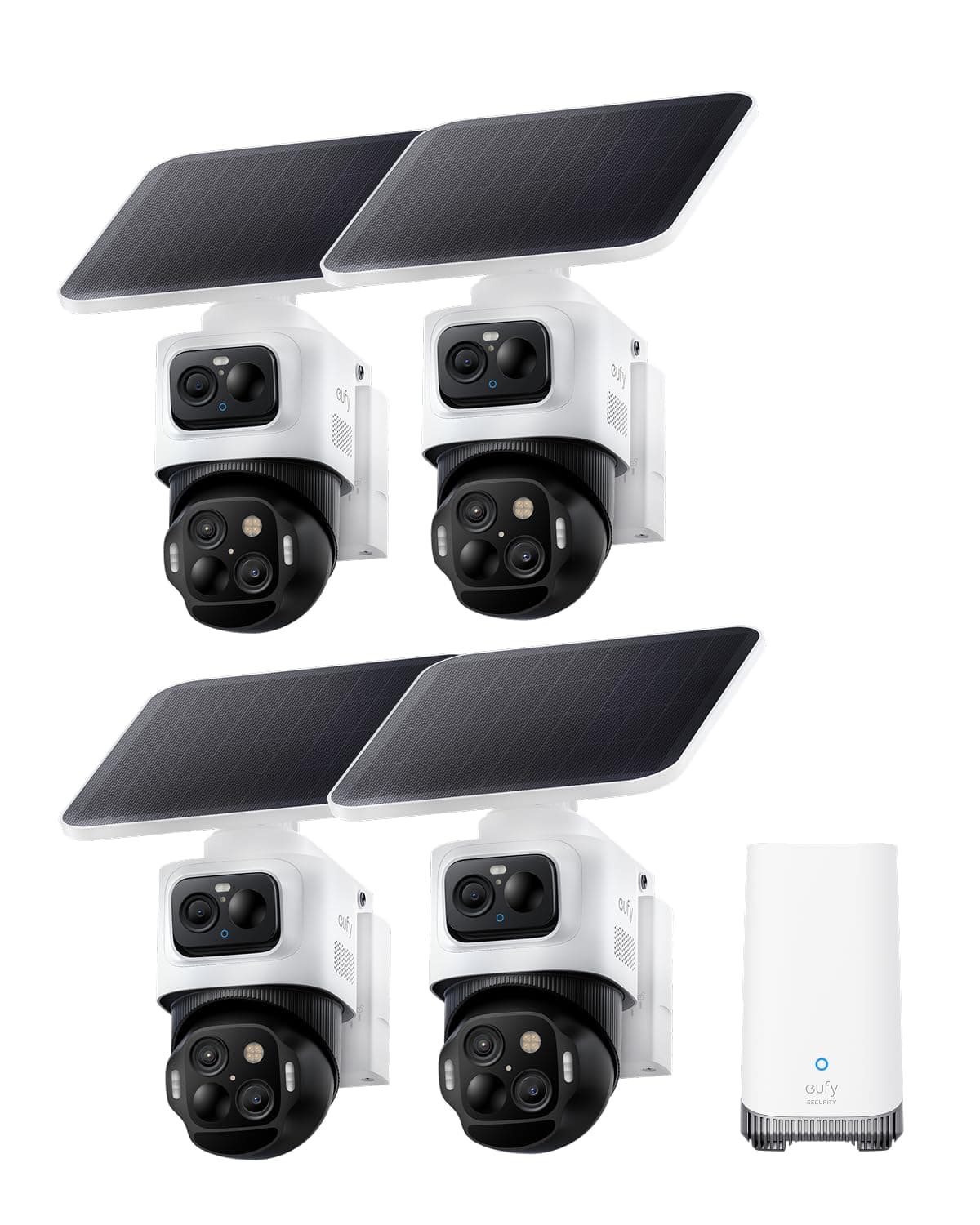 eufy security eufyCam S4 4-Cam Kit - Cámaras Solar 4K, Triple-Lens PTZ, 360° Track, Al Recognition, Sin cuota mensual T8172