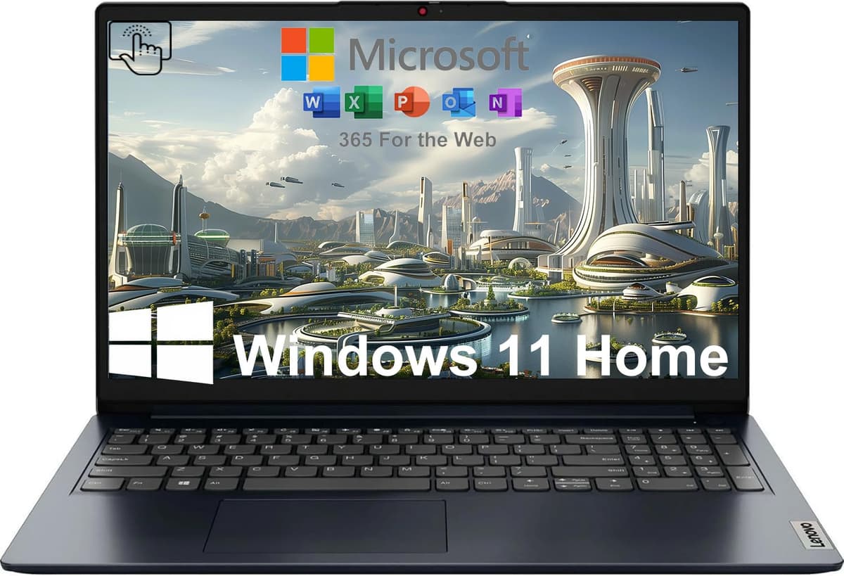 Lenovo IdeaPad de 15.6 pulgadas con pantalla táctil | Office 365 para la web de por vida | Intel Core i5-1335U de 13.ª generación, 10 núcleos | 24 GB RAM, 1 TB SSD | Windows 11 Home | Azul Abyss | WiFi 6 | Potenciado por IA 06USI5