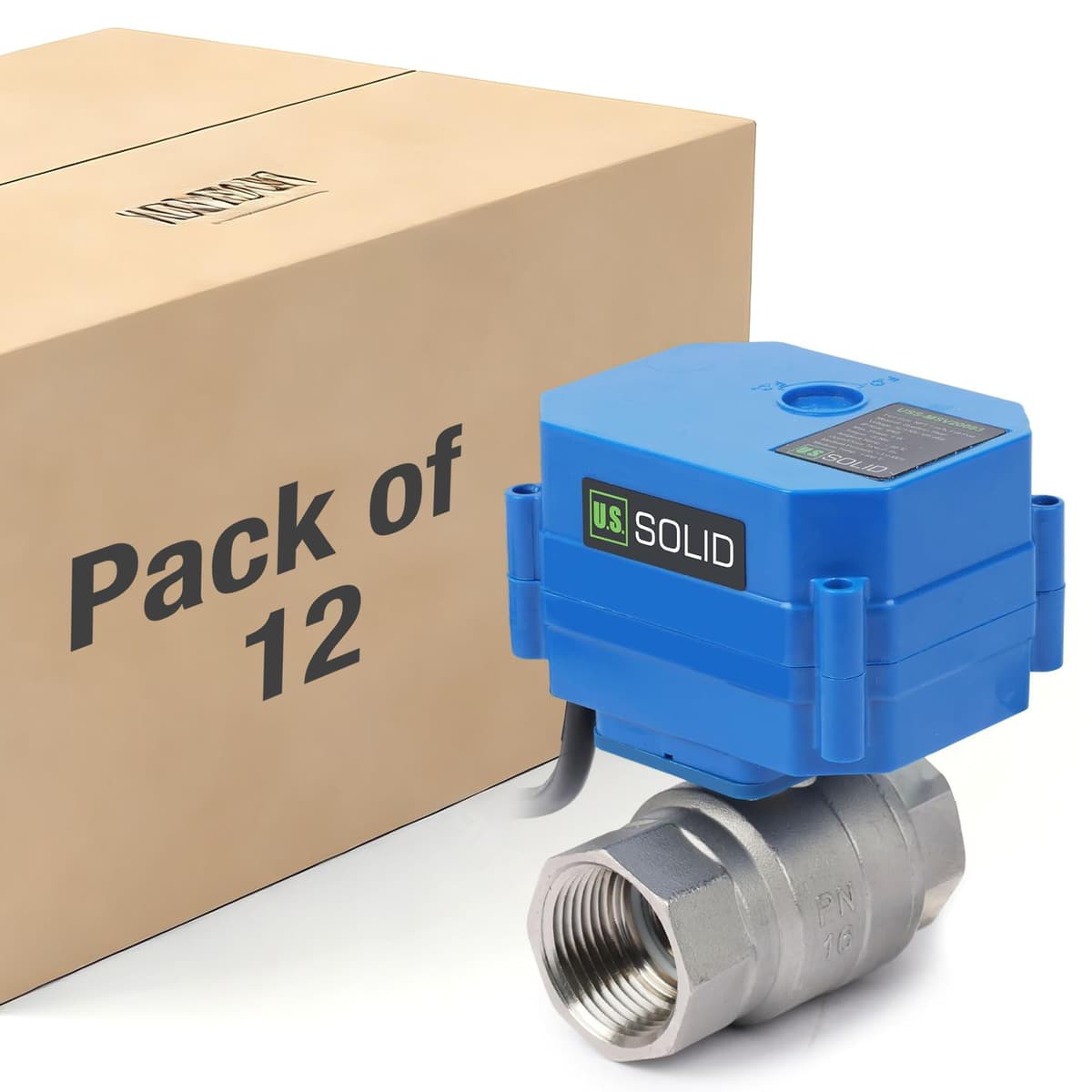 U.S. Solid Válvula de Bola Motorizada Sólida de EE. UU. 1" con Enchufe US 110VAC Acero Inoxidable, Retorno Automático, Normalmente Cerrada (Paquete de 12) USS-MSV20003