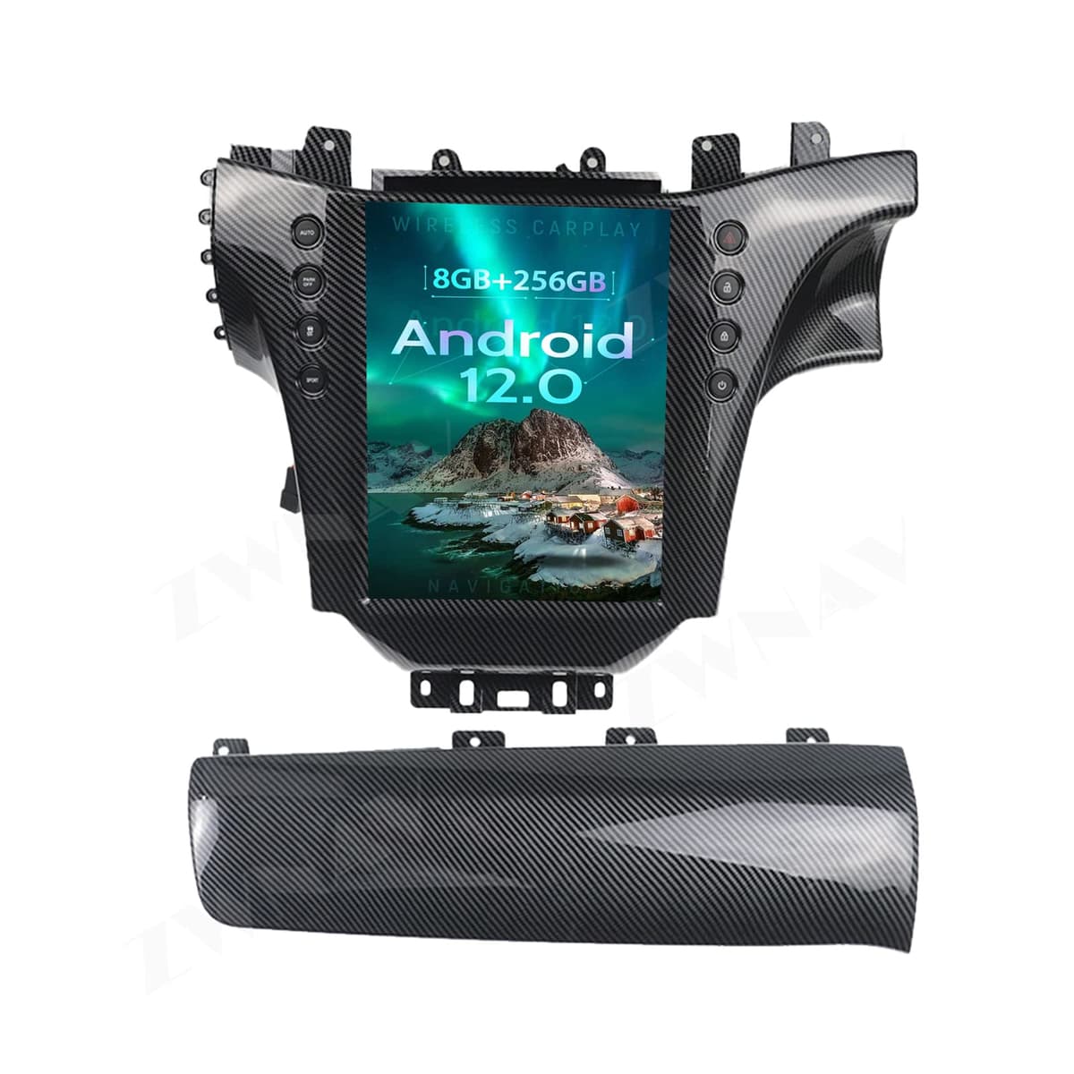ZWNAV Radio Tesla Android 12 256GB para Maserati GT/GC/Grancabrio/GranTurismo 2007-2019 Fibra de Carbono con GPS y Bluetooth