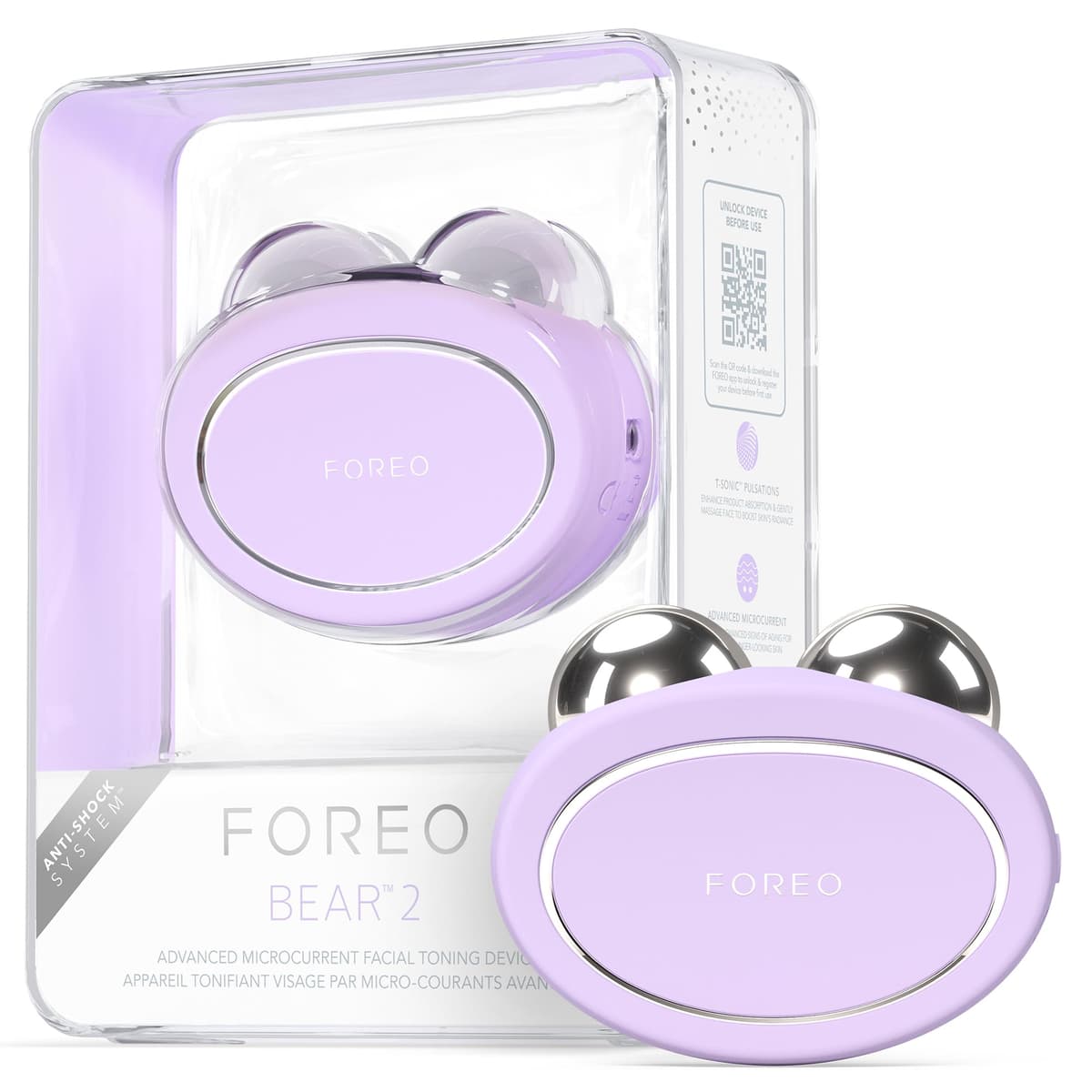 FOREO Bear 2 Advanced - Dispositivo de microcorriente para tonificación facial, Lavender F1801