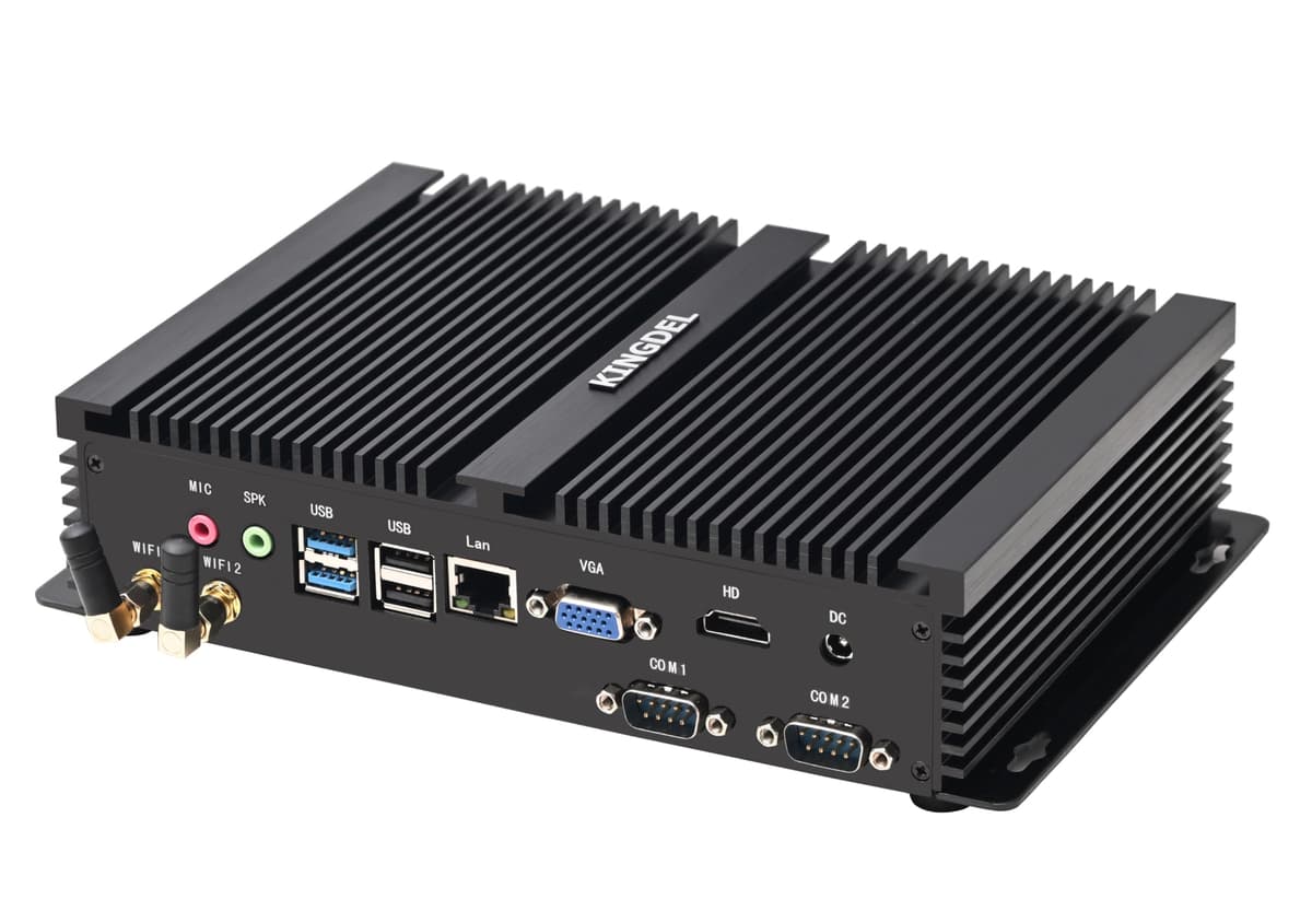 KINGDEL Mini PC de Escritorio, Mini PC sin Ventilador con CPU Core i7 12ª Gen., 16GB DDR4, SSD NVMe 2TB, WiFi 6E + BT 5.3, Soporta 4K:4096x2304,2xCOM RS232, Puerto HD, VGA, Carcasa de Metal Completa NC3000