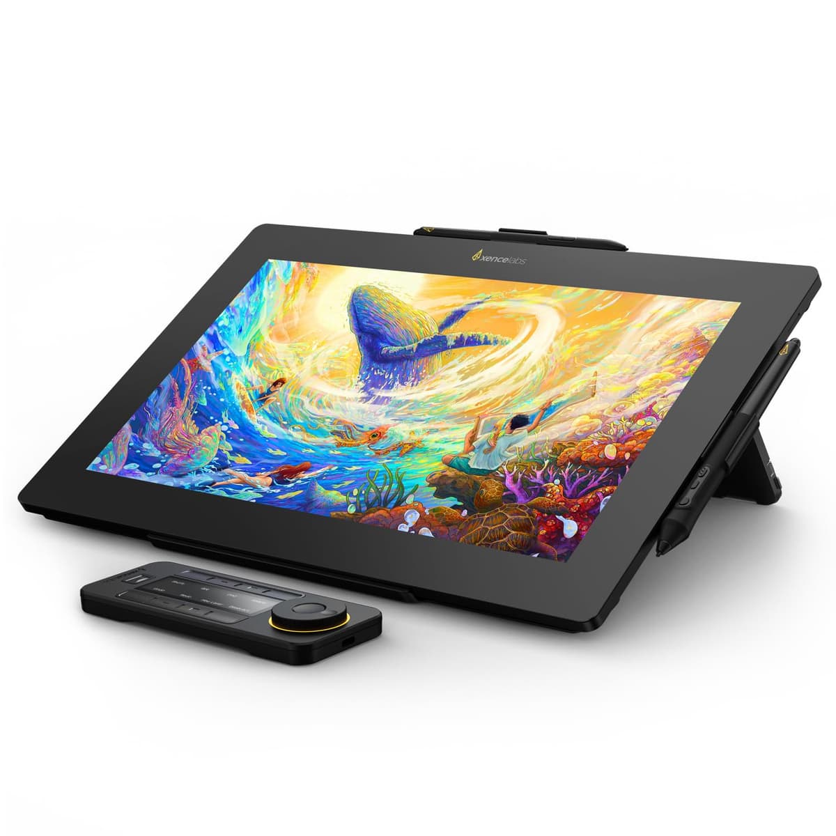 Xencelabs Pen Display 16 Bundle con Quick Keys - Tablet de dibujo 16" 4K OLED portátil con 2 lápices sin batería LPH1612U-A