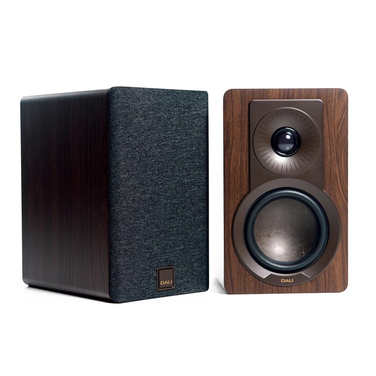 DALI KUPID Premium Compact Passive Hi-Fi Bookshelf Speakers 2-Way 4.5" Woofer & 1" Tweeter, incluye montaje de pared (Dark Walnut) KUPID DARK WALNUT