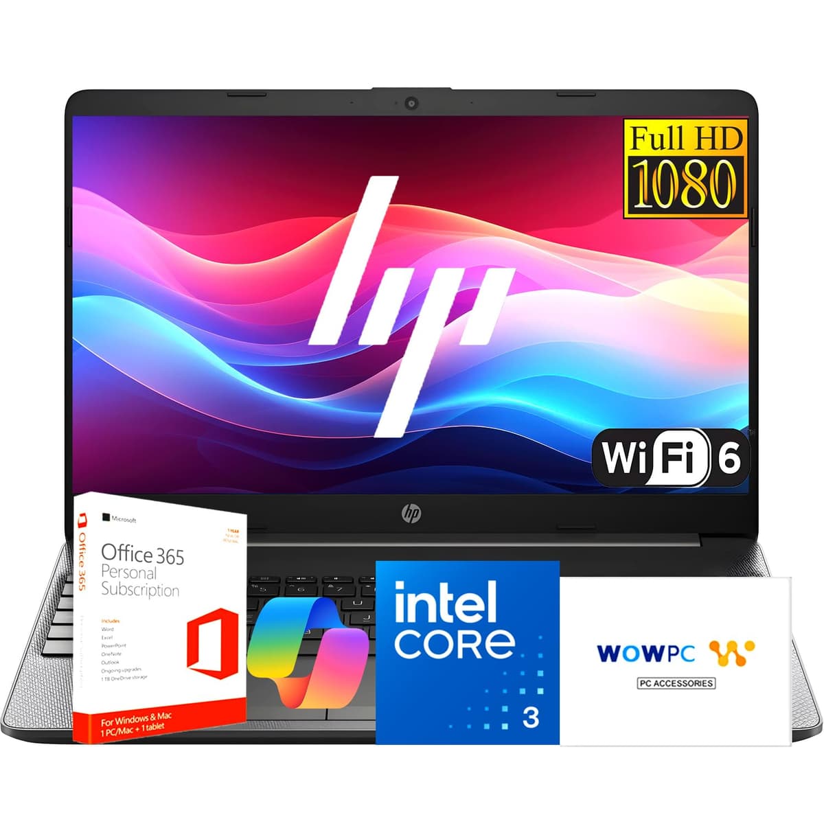 HP portátil empresarial de 15.6 pulgadas con Microsoft Office en la web, potente procesador Intel Core i3 de 13.ª generación (mejor que i7-1165G7), 16 GB RAM, SSD de 1.12 TB (512 GB SSD + 500 GB externo), Windows 11 Pro, WOWPC 3 en 1 HP laptop