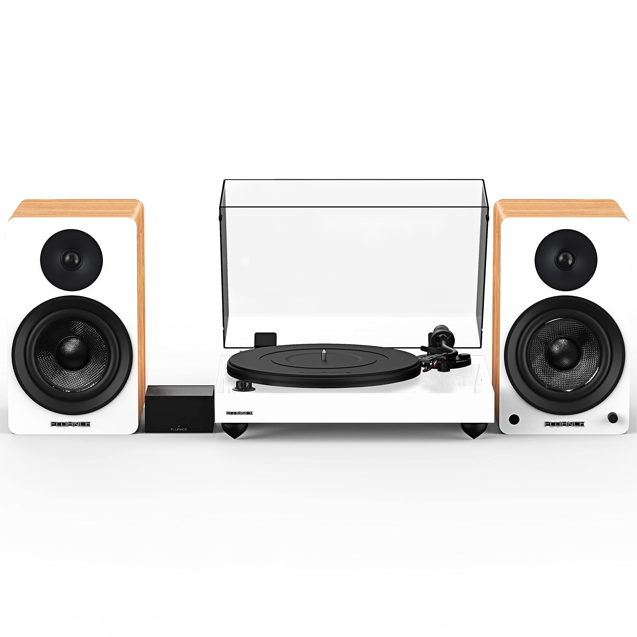 Fluance Reference RT82 Turntable blanco con PA10, Ai61 altavoces 6.5" y Ortofon OM10 RT82WHPA61W