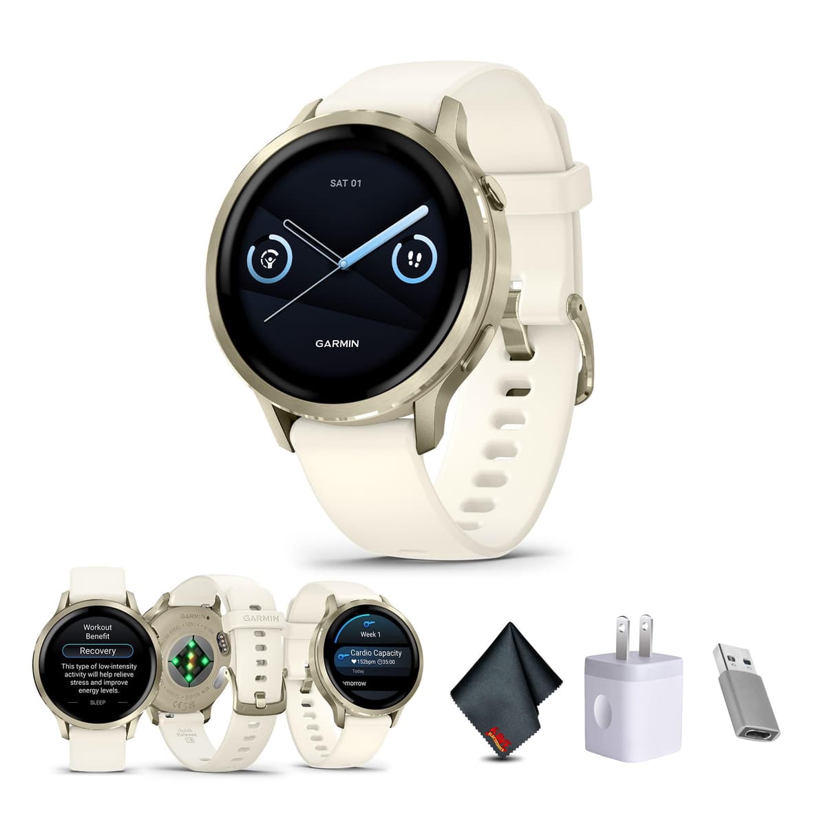 Garmin Venu 4 41mm - Smartwatch GPS y entrenador avanzado (Lunar Gold, correa Bone) 010-03013-00-AG2-1