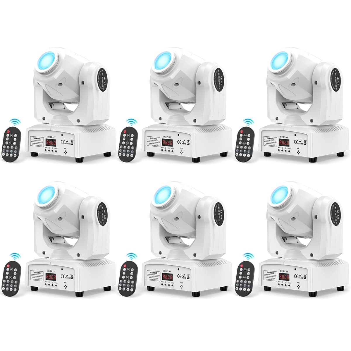 Glowingstage 6 Moving Head RGBW 60W DJ Lights - 8 gobos, DMX, activación por sonido, control remoto ZQ02011USX6