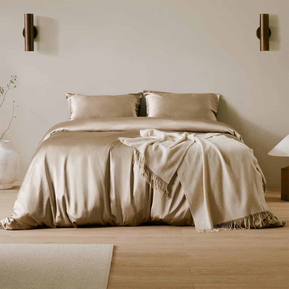 LilySilk Juego de Sábanas de Seda 4 piezas King, 19 Momme, Taupe ASIN