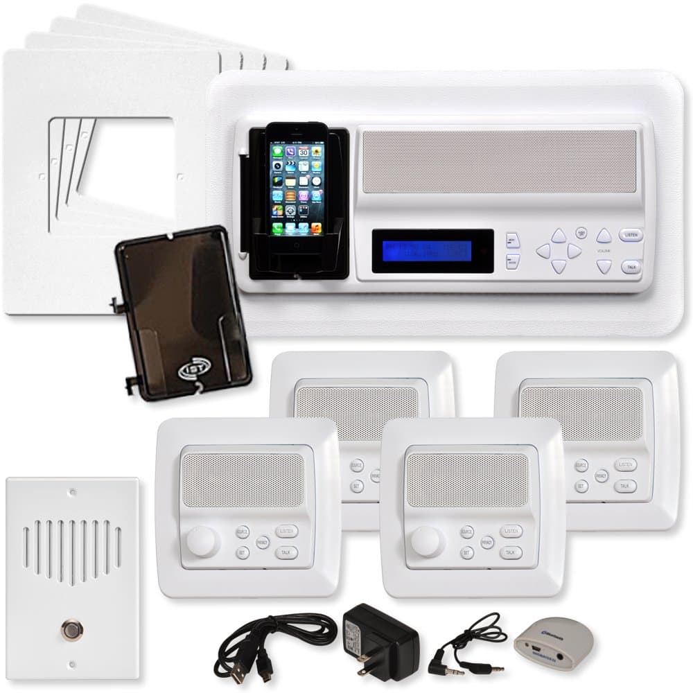 Intrasonic Technology Paquete de Sistema de Música Retro e Intercomunicación IST, 4 Habitaciones (Marcos Verticales), Blanco (RETRO-MV4PAC)