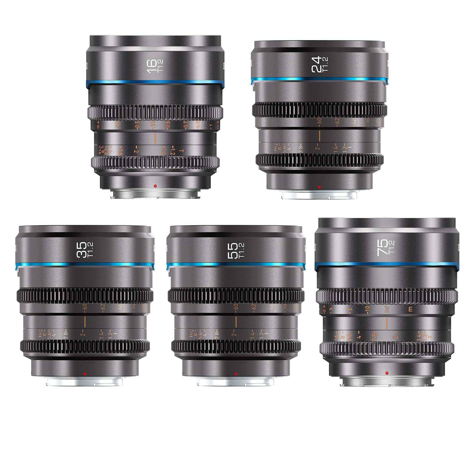 SIRUI Night Walker Set de lentes cine T1.2 S35 (16/24/35/55/75mm, M4/3) MS-5SMG