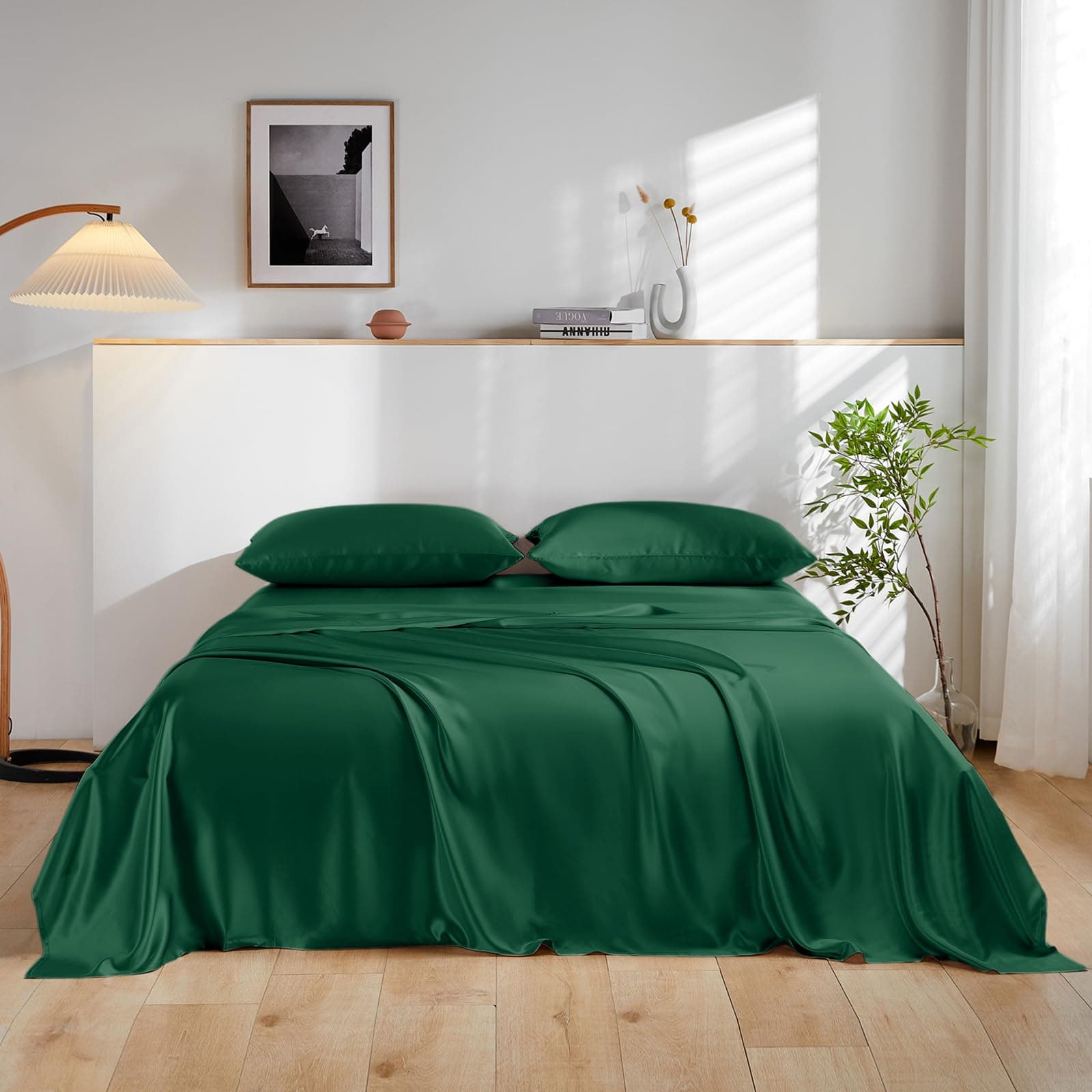 Juego de sábanas 100% seda Mulberry THXSILK 4 piezas - King, Verde Esmeralda