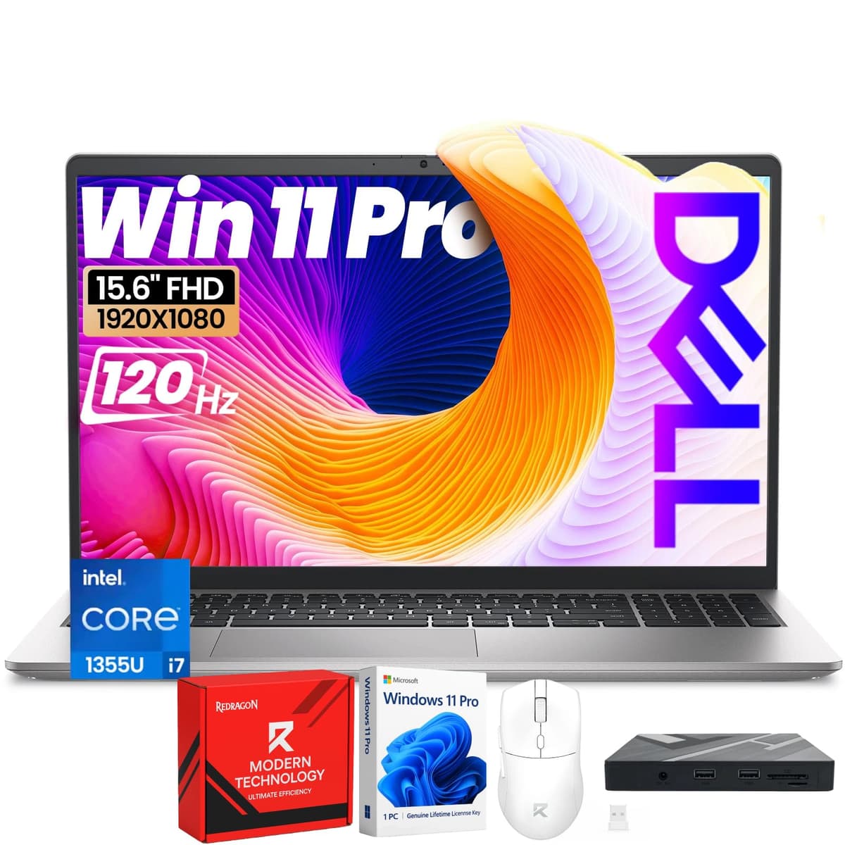 Dell Notebook Empresarial 2025 | Pantalla 15.6" FHD 120Hz IPS Antirreflejo | Intel Core i7-1355U | Windows 11 Pro | Teclado Retroiluminado | Lector de Huellas | WiFi 6 | 32GB RAM + 1TB SSD Dell 15 DC15250