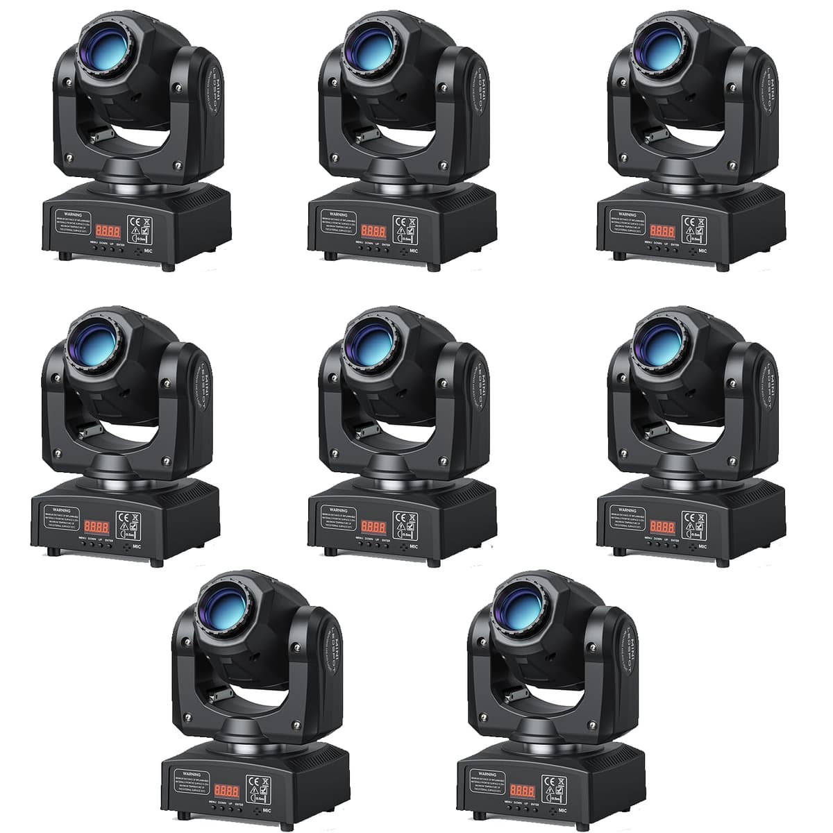 Wiwreenm 8-Pack Moving Head DJ 50W con 7 Gobos, 7 Colores y Beam Blanco, DMX y Activación por Sonido ZQ02006US